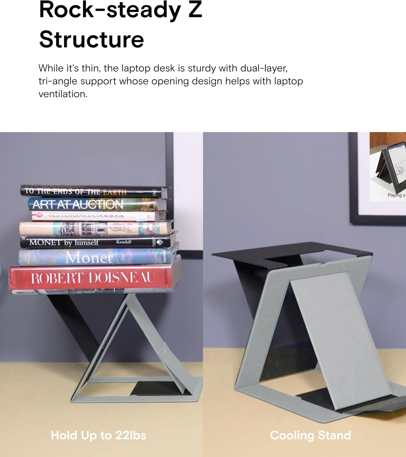 MOFT Z Laptop Stand for Desk, Slim Adjustable Laptop Riser Foldable Laptop Stand, 4 Sitting Modes, Compatible with Most Laptops up to 17", Hold up to 18 Lbs (Black) image number 2