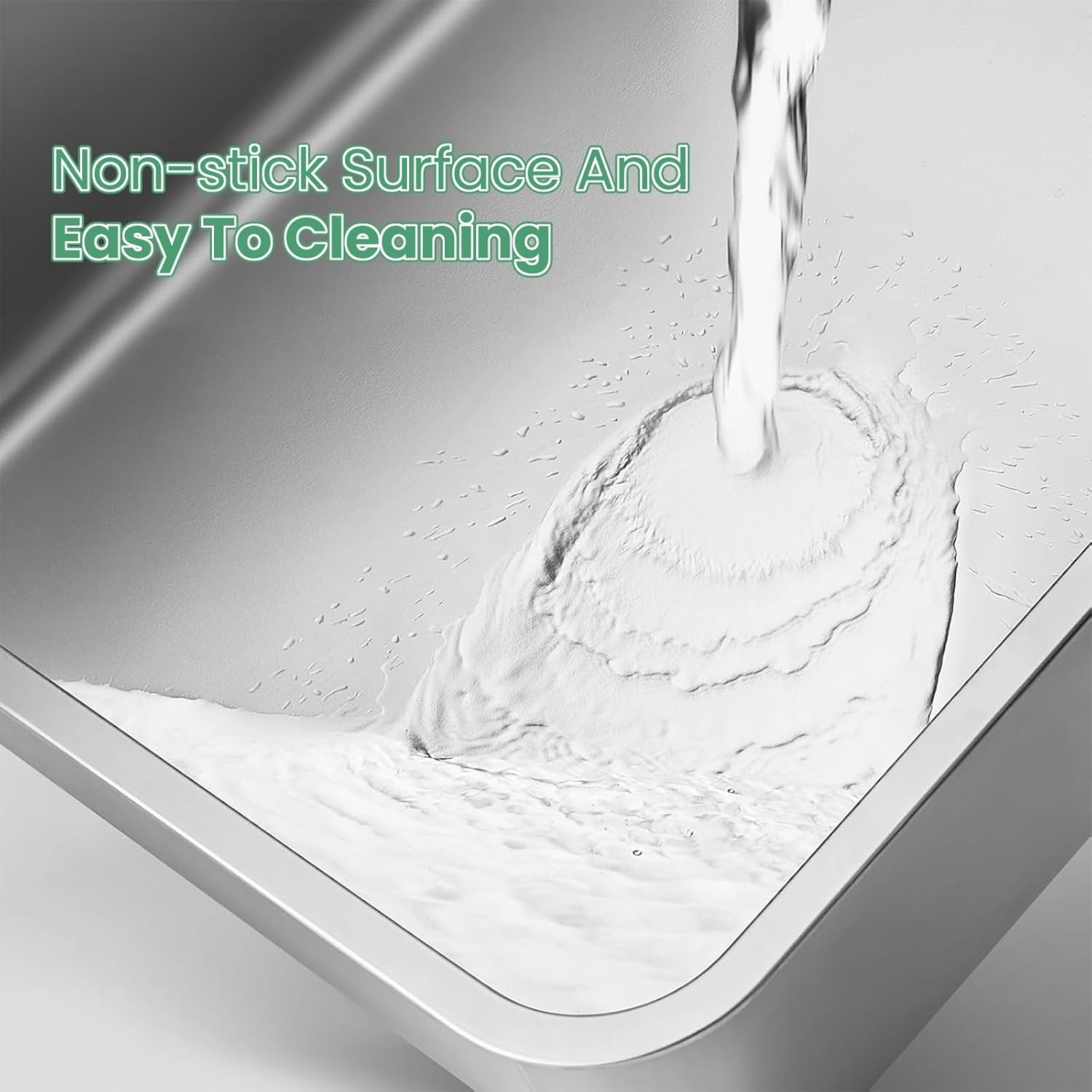 KELIOO Cat Litter Box, Extra Large Stainless Steel Litter Box with Cat Mat and Scoop, Metal Kitty Litter Boxes High Sided, Non-Sticky, Anti-Urine Leakage, Easy Cleaning