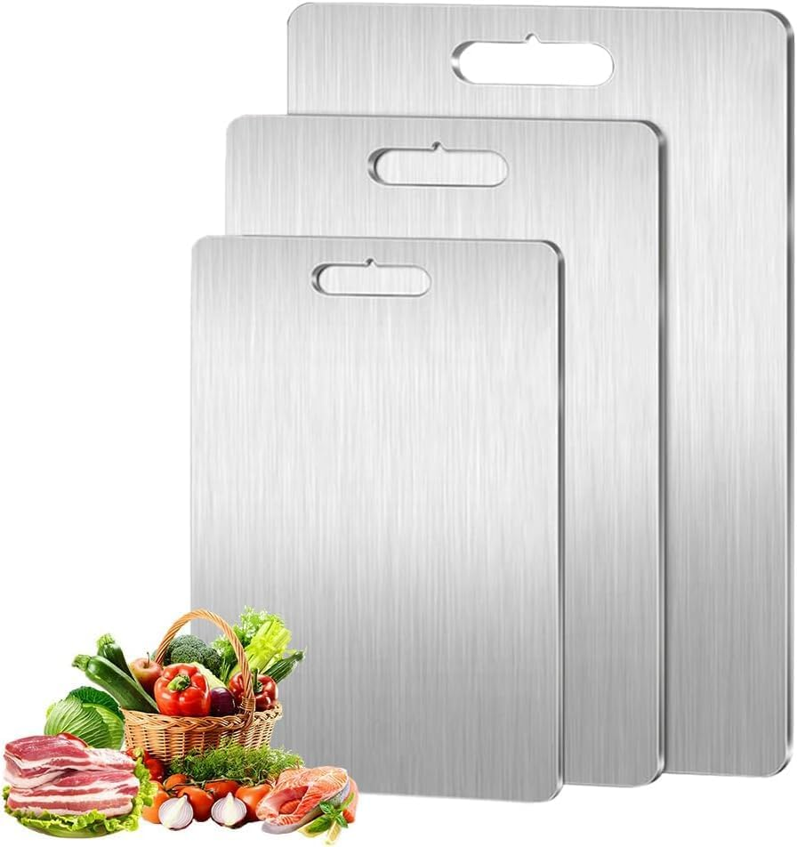 3Pcs Stainless Steel Cutting Boards for Kitchen, Stainless Steel Chopping Board, Durability, Dishwasher Safeperfect for Various Cooking Tasks (3Pcs in 1) image number 3