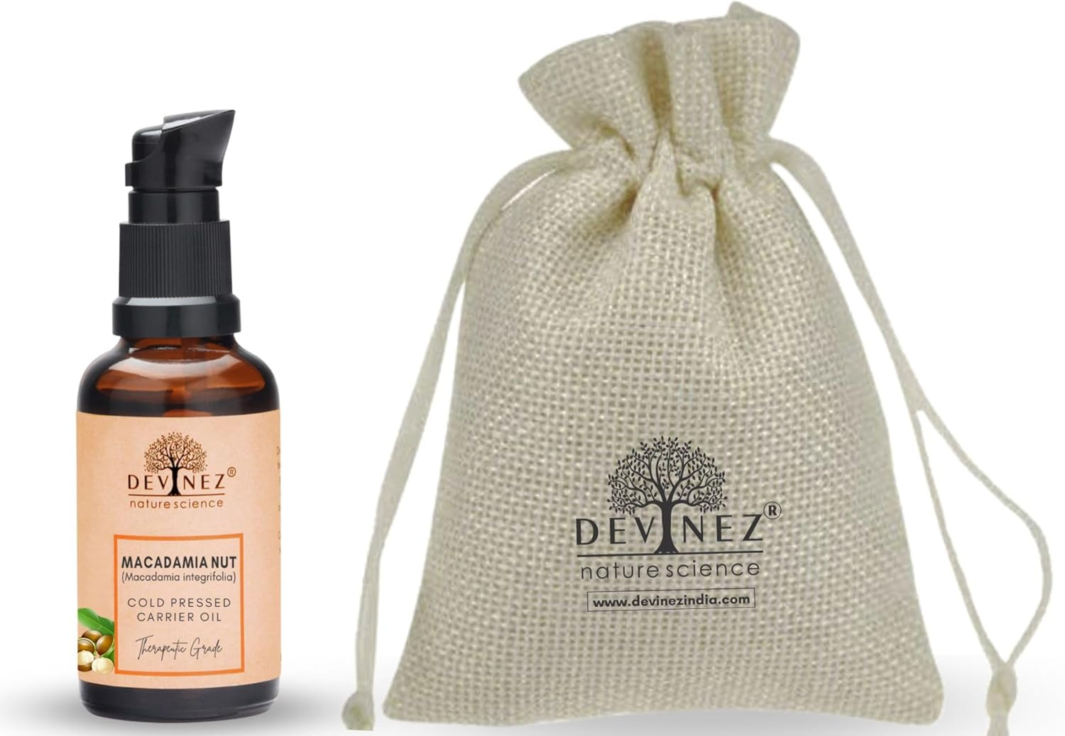 Devinez Macadamia Nut Cold-Pressed Oil, 15Ml 100% Pure, Natural & Undiluted, Oleic Acid (Omega 9), for Healthy Hair, Prevent Wrinkles, Age Spots and Other Signs of Aging