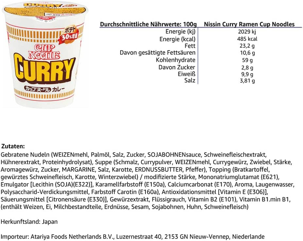 Nissin Japanese Cup Noodle - Instant Ramen Noodles - Curry - 10P Set from Japan