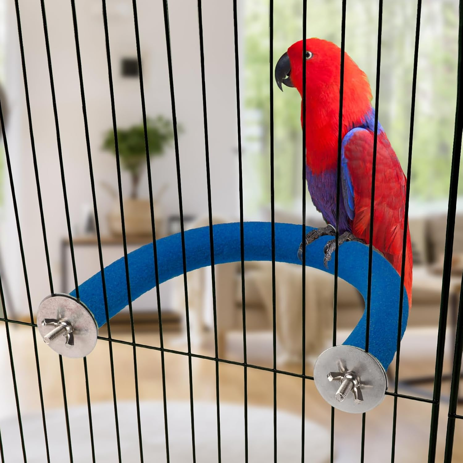 RYPET Parrot Perch Rough-Surfaced - Quartz Sands Bird Cage Perches for Medium to Large Bird, U Shape Large - Bird Perch(Red) image number 4