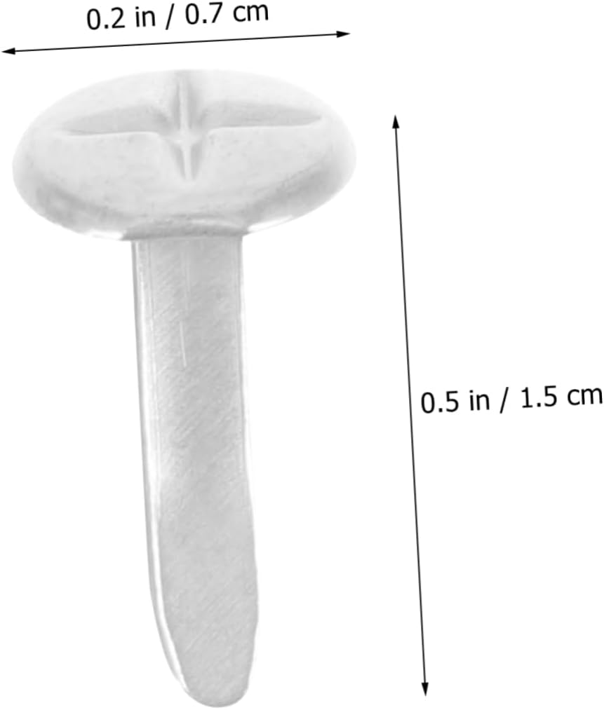 Housoutil 100Pcs Craft Brads Fastener round Flat Head for Paper for Boys and Girls Double Legs image number 5