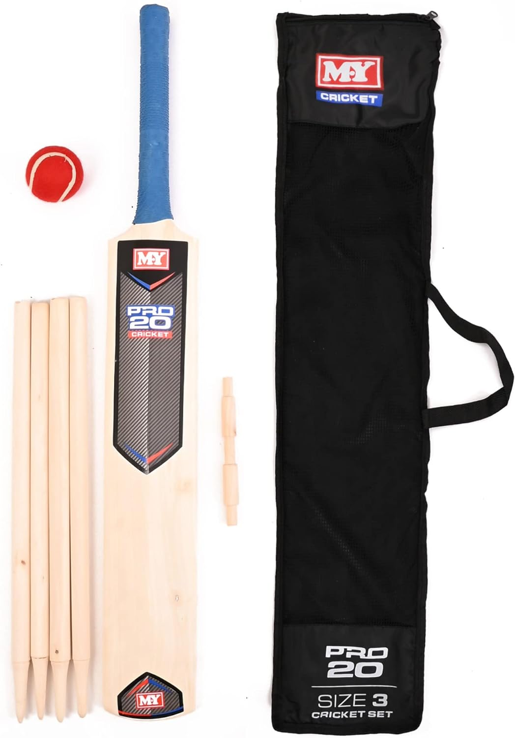 Size 3 Cricket Set in Mesh Carry Bag "M.Y" image number 3