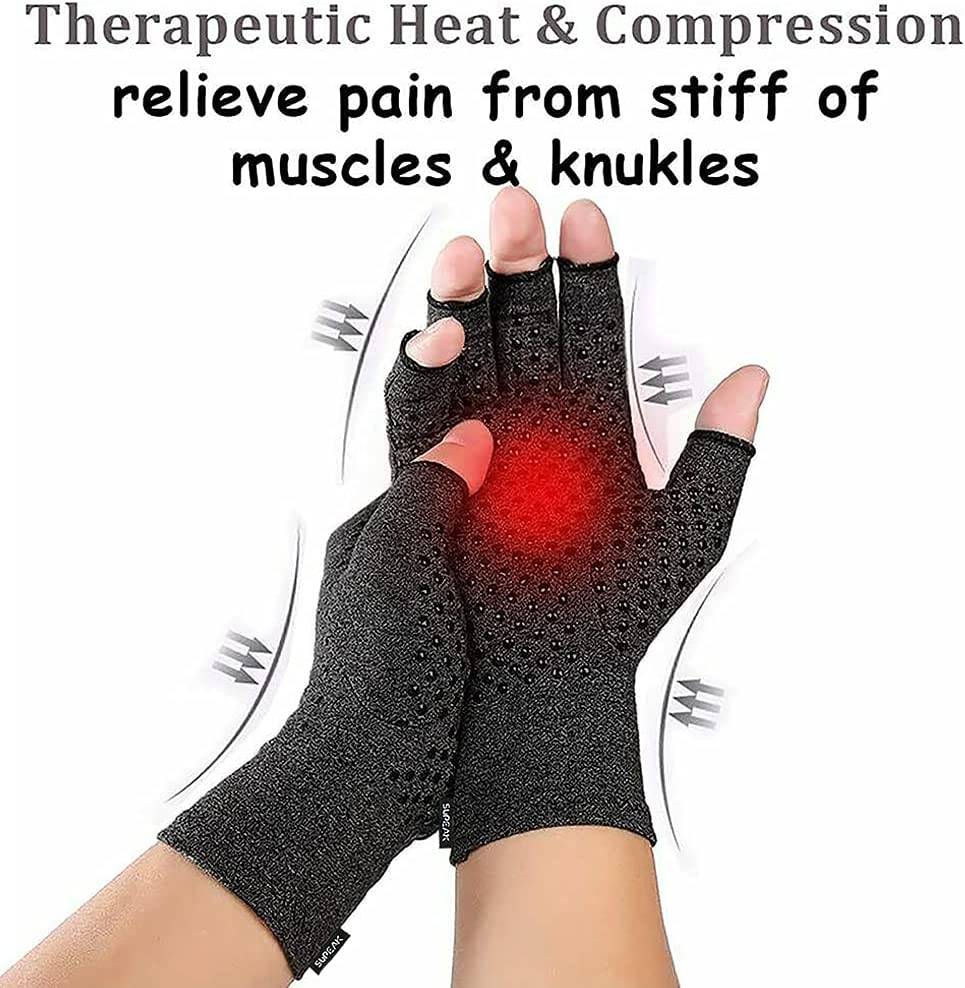 SUPEAK Arthritis Compression Hand Gloves - Open Finger Computer Typing Mittens Gloves, Relieve Carpal Tunnel, RSI, Tendonitis, Rheumatoid & Osteoarthritis Joint Pain, Hand Warmer Men & Women (1 Pair) image number 2