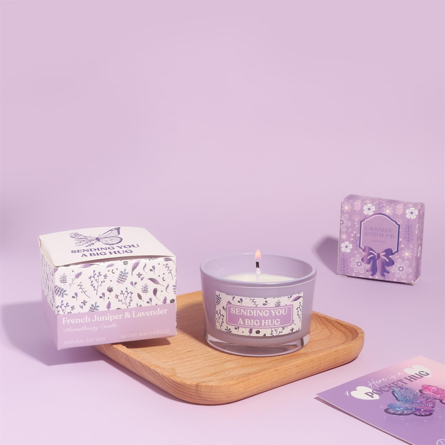 Birthday Gifts for Women - Purple Spa Gift Box Set with 40Oz Tumbler, Lavender Candle, Bath Accessories - Ideal for Mum, Best Friend, Girlfriend, Wife(Purple) - Pink image number 6