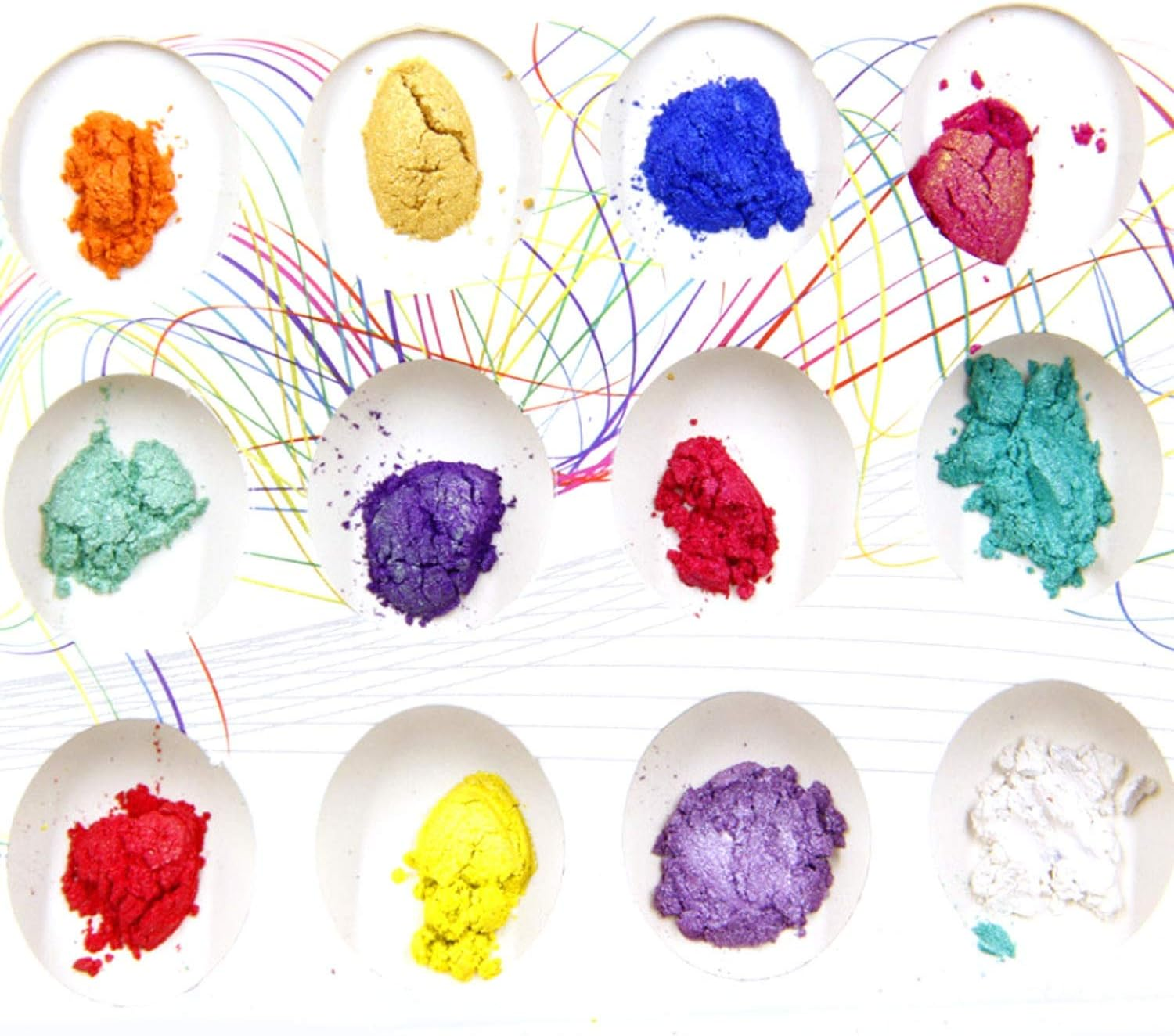 HAGNQINGHENG 24 Colors Colorant Pigments Mica Pearl Powder with 30Pcs Mini Spoon for Manual Nail Art Craft Projects Slime Bath Bomb Soap Making image number 3