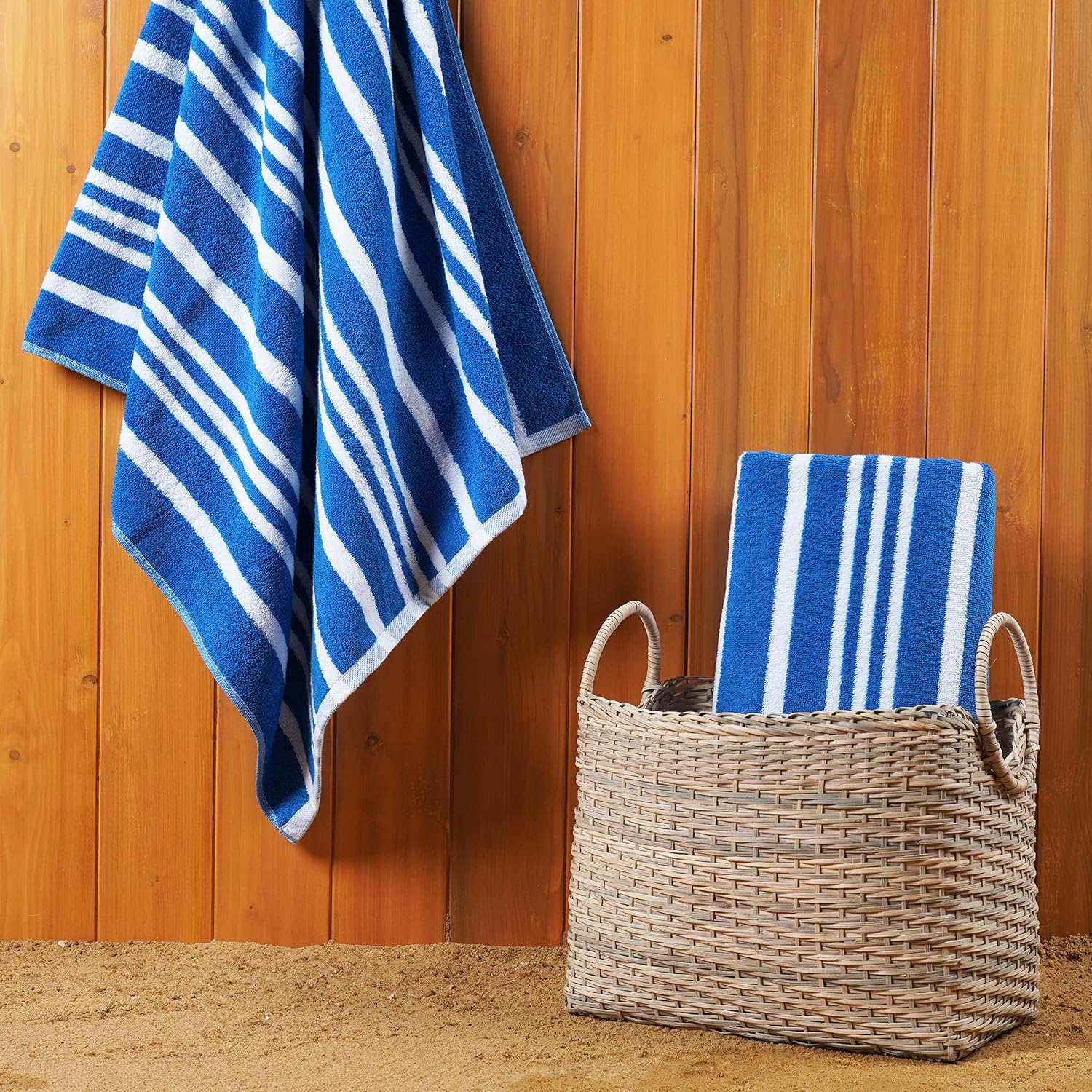 Trends Alley Amalfi Beach Towels (Pack of Two) | 100% Cotton Beach Towels (75X157 Cm) | Sand-Free & Quick to Dry | Cabana Striped Bath Towels Set for the Beach, Pool, Travel & Spa - Anthracite image number 7