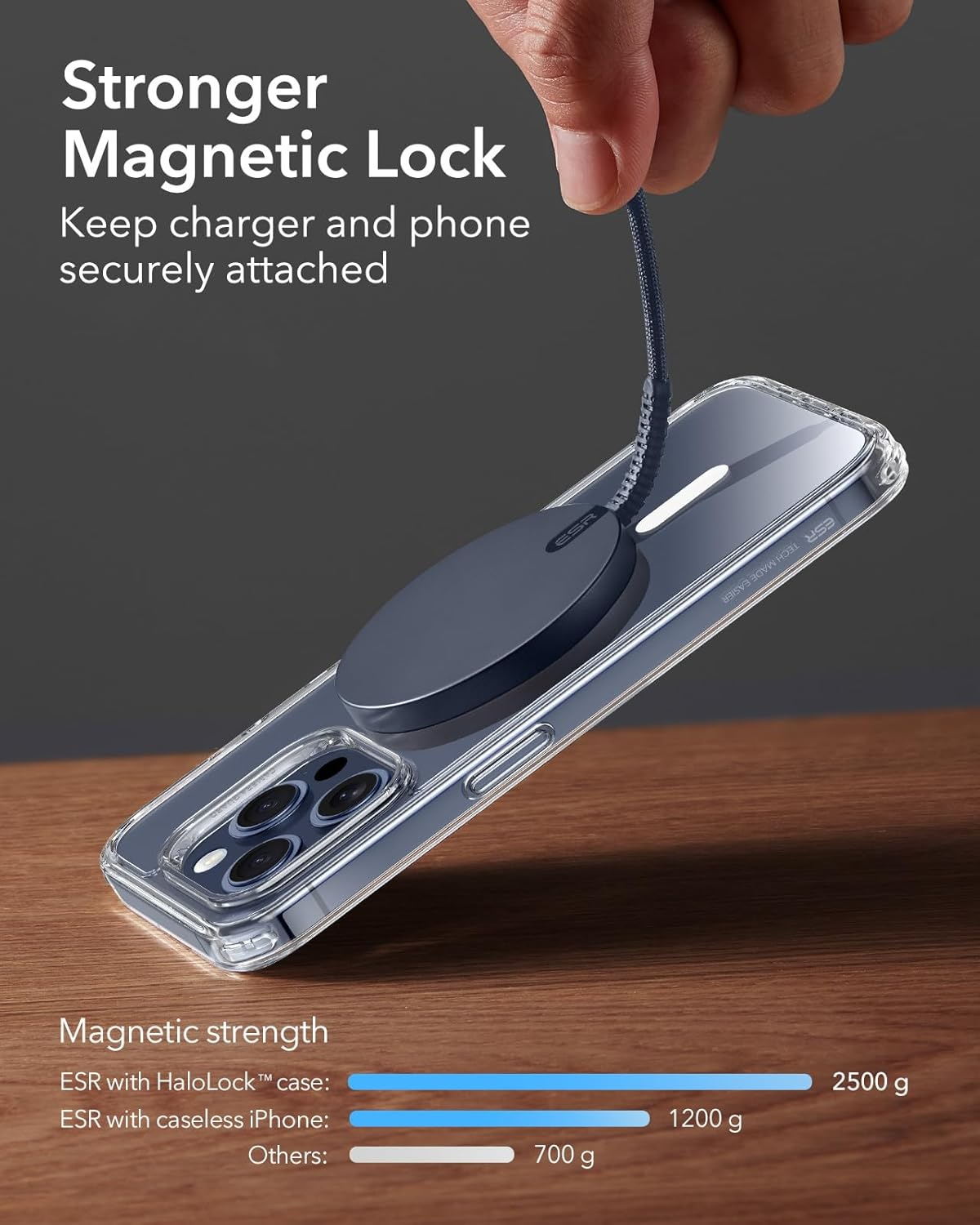 ESR Magsafe Charger Wireless Charger for Iphone 17/16/15/14/13/12 Series Apple Magnetic Charging Pad for Airpods 4/3/Pro/Pro 2 Galaxy S25 Series, Dark Blue image number 3