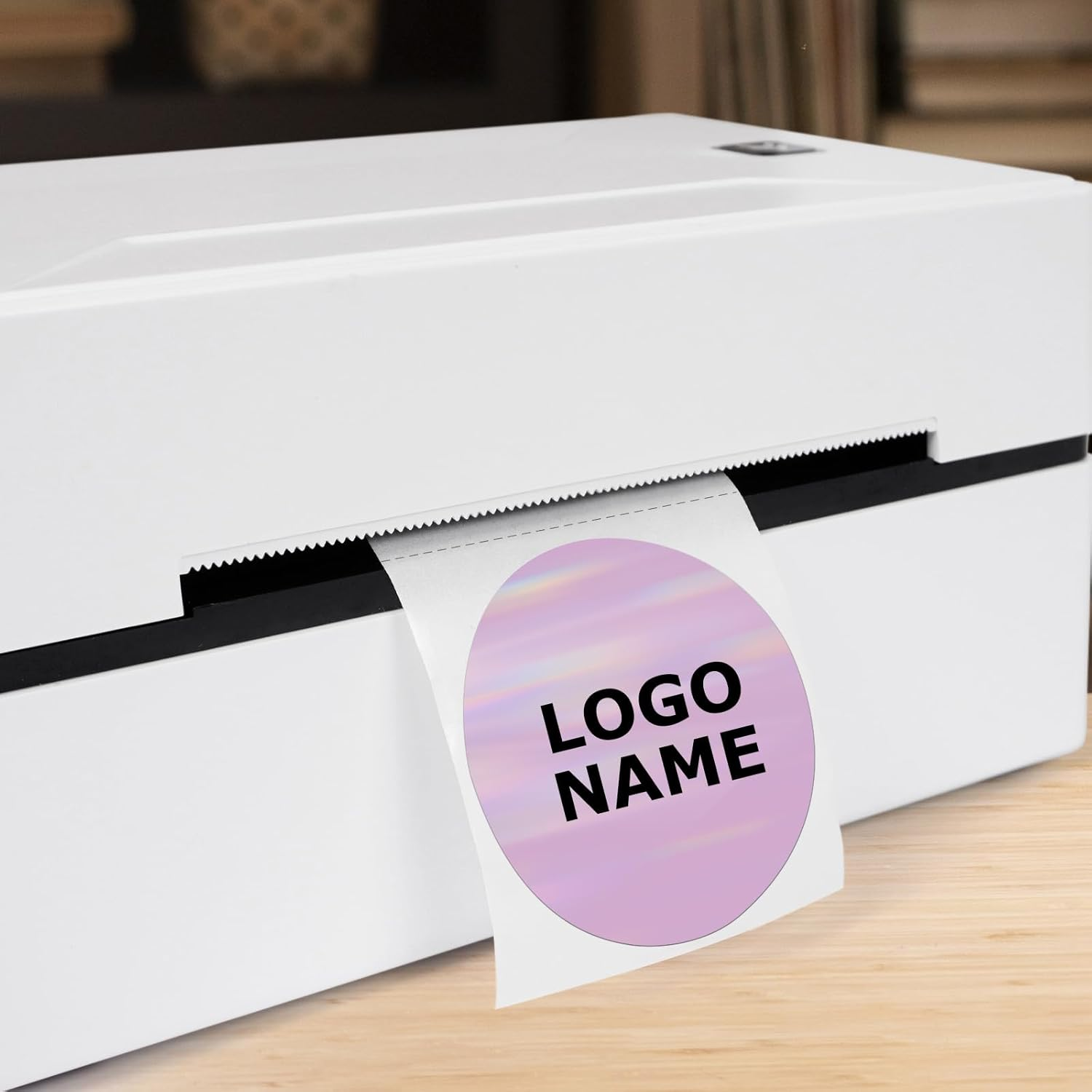 YKIADA Holographic round Thermal Labels Vinyl Purple 2 Inch Self-Adhesive Laser Direct Circle Stickers Roll Waterproof Printable Decals for QR Code DIY Name Tag 200 PCS image number 3