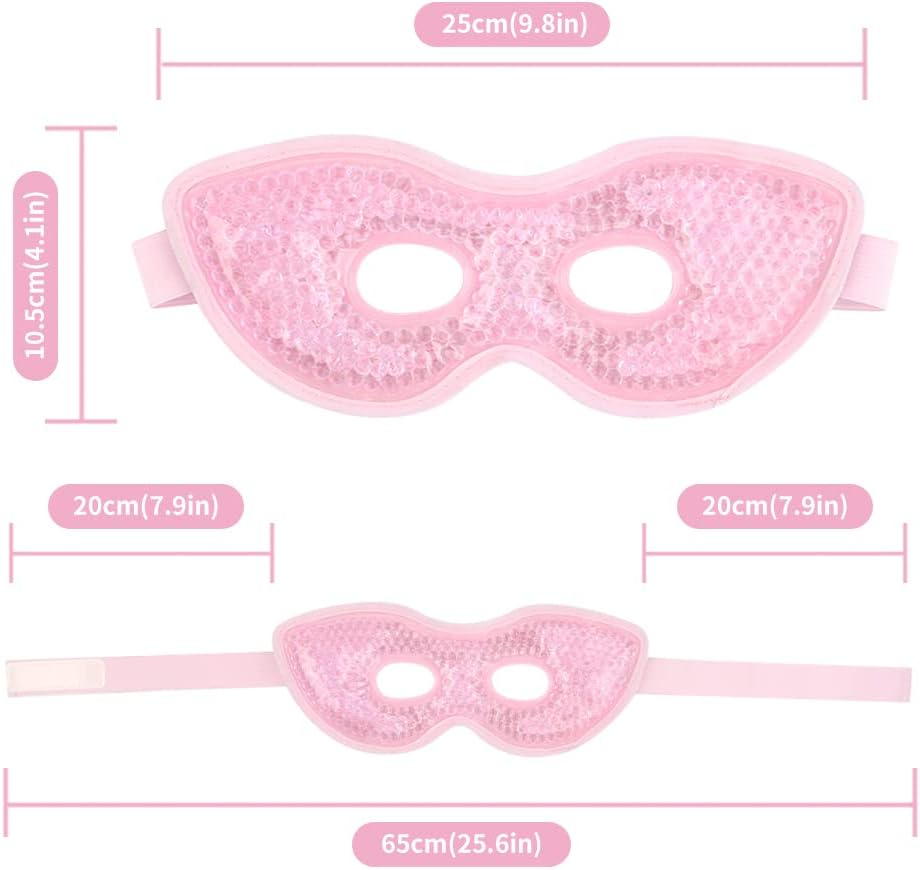 NEWGO Gel Eye Mask Reusable Cooling Eye Mask with Eye Holes, Cold Pack Hot Cold Eye Compress for Puffy Eyes Migraine Headache, Stress Relief, Dry Eyes Dark Circles (Pink) - Pink image number 5
