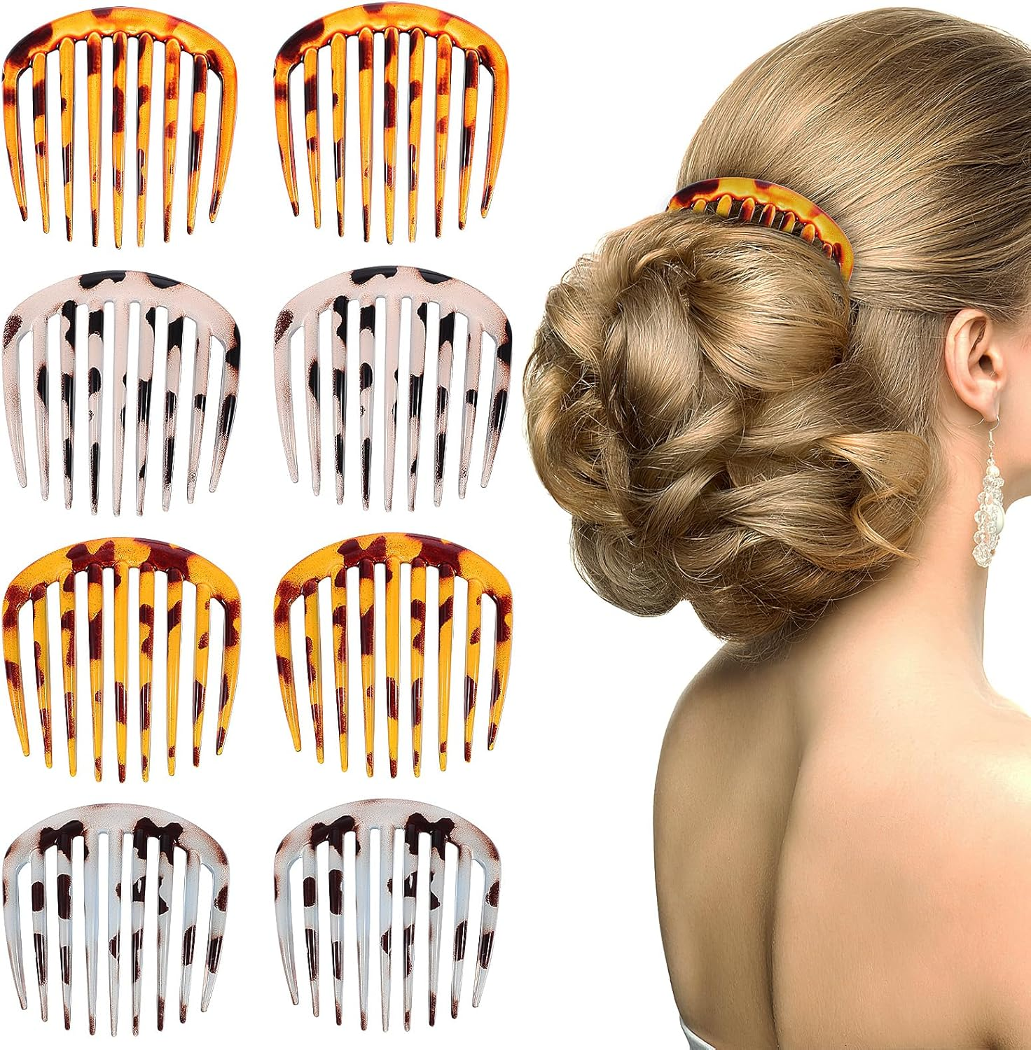 Healvian 8 Pcs French Hair Side Combs Lightweight Plastic Hair Tucked in Combs for Women Secure Styling Accessories for Weddings and Daily Use image number 1