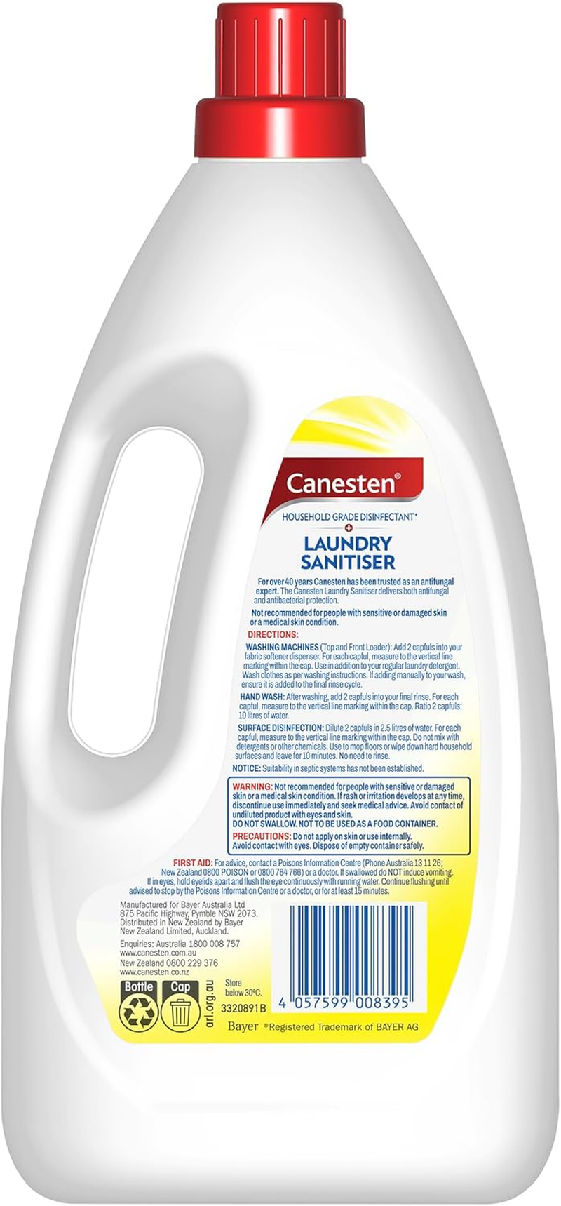 Canesten Antibacterial and Antifungal Hygiene Laundry Liquid Rinse Lemon, Eliminates Bacteria and Fungi from Your Washing, 1 Litre