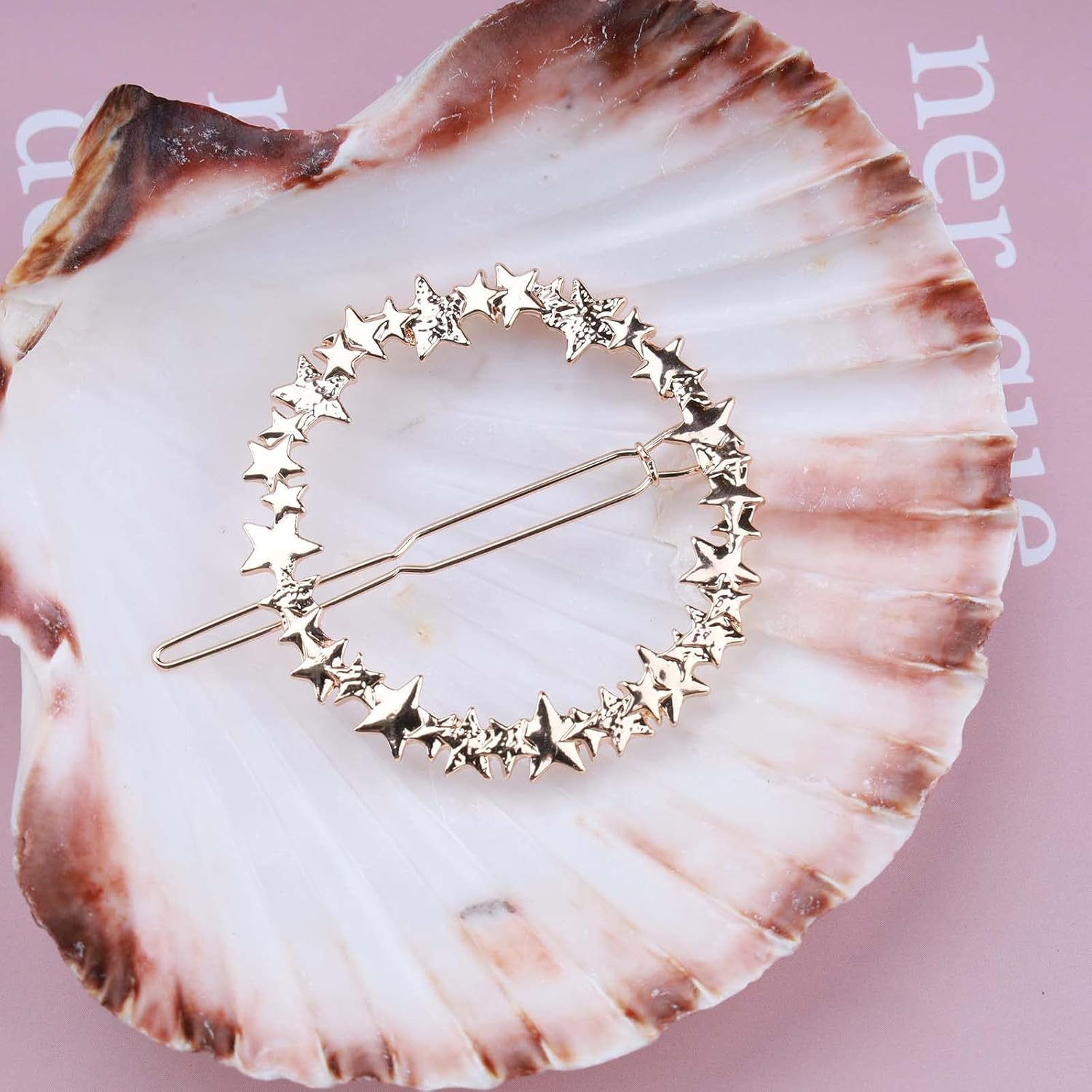 Wendalern Boho Star Hair Clip Vintage Circle Hair Pins Gold Circle Star Hair Clips round Meatal Hair Holder Clips Decorative Hair Accessories for Women and Girls image number 2