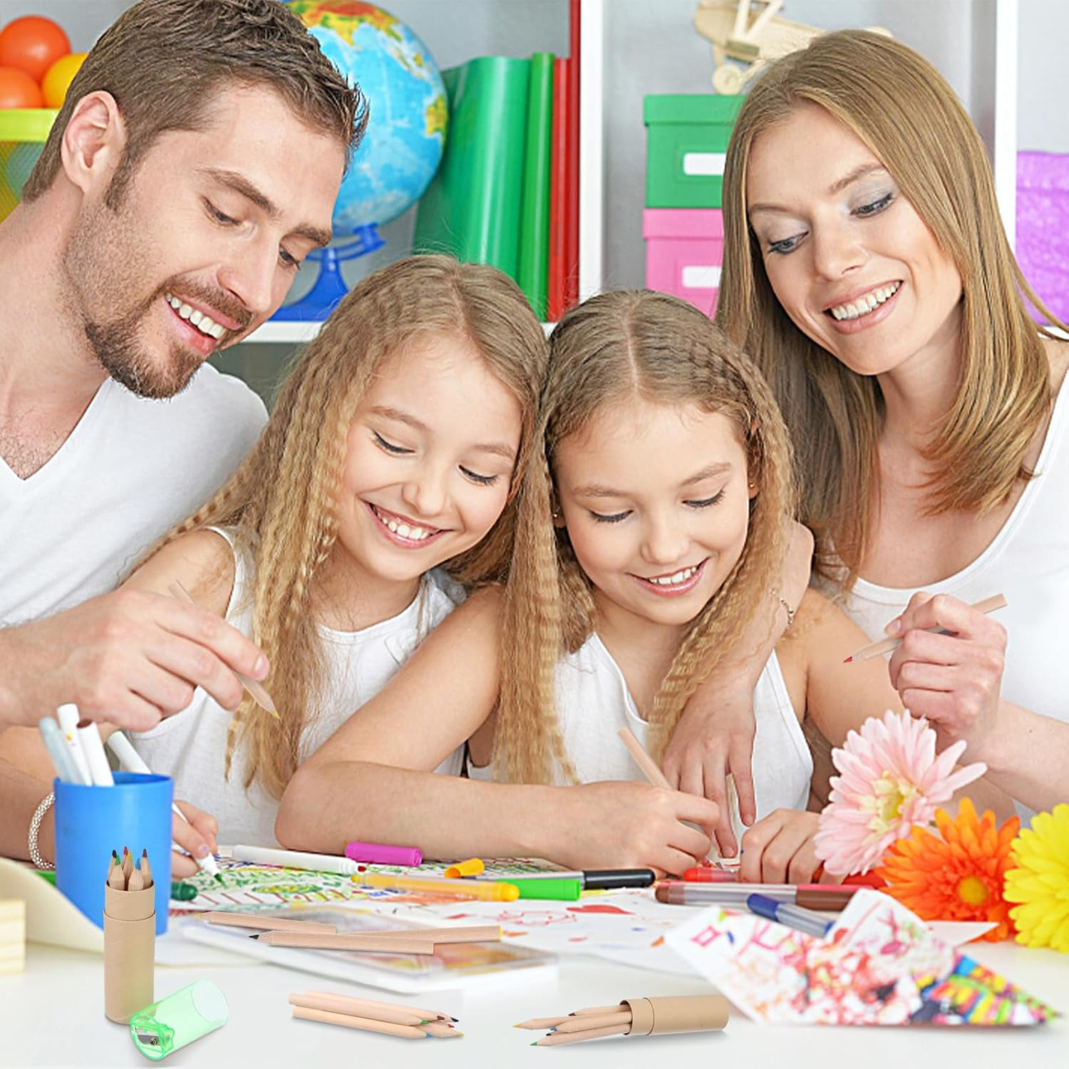 32 Pack Mini Drawing Colored Pencils with Sharpener Mini Drawing Pencils Set for Kids 3.3Inch Short Fat Color Pencils in Tube Coloring Pencil Bulk for Adult Coloring Books, Classroom School Drawing image number 6