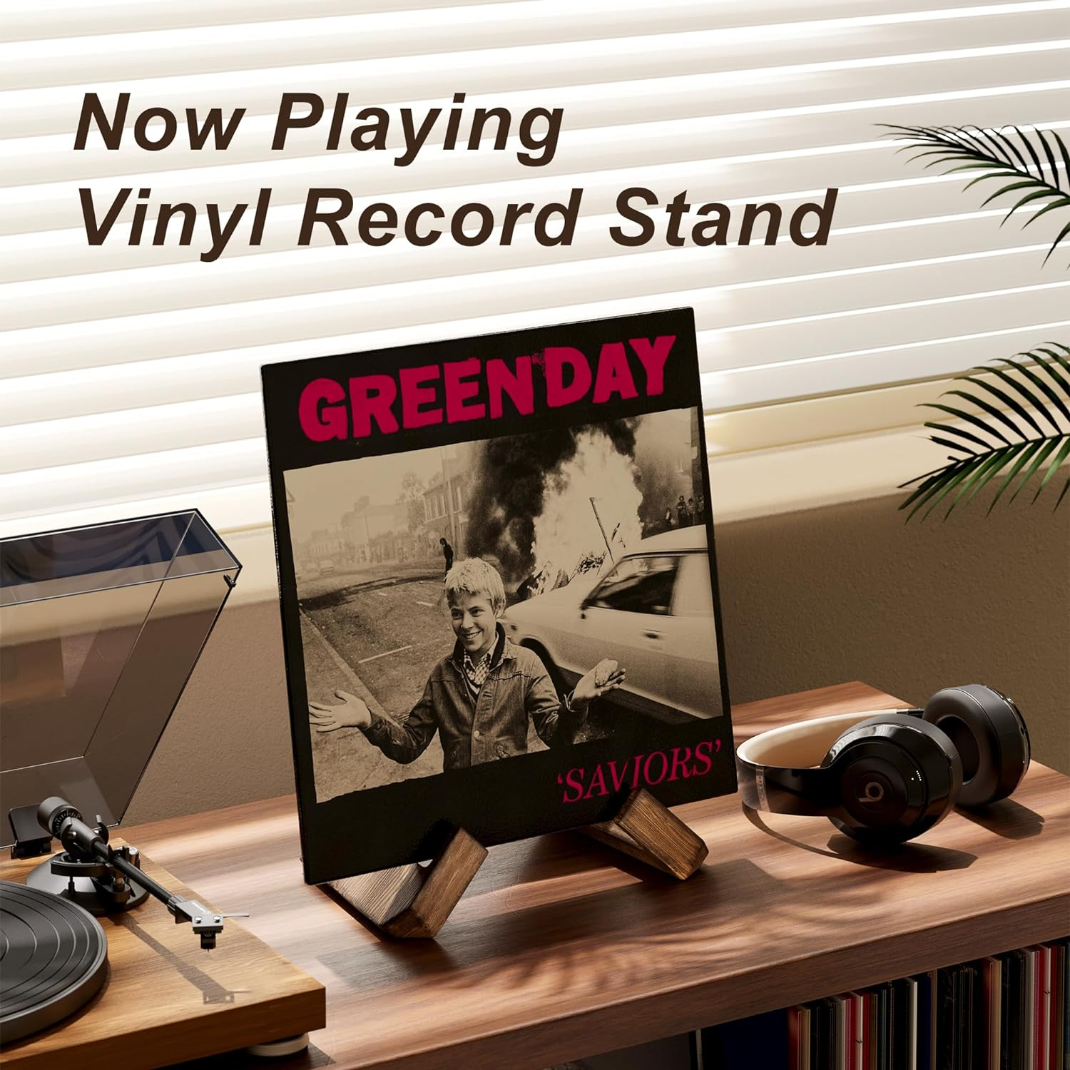 Now Playing Vinyl Record Stand, Premium Solid Wood Retro Brown Now Playing Record Holder, 1 Second Assemble Now Spinning Record Holder, Now Playing Record Stand for Vinyl Record, Photo Album image number 3