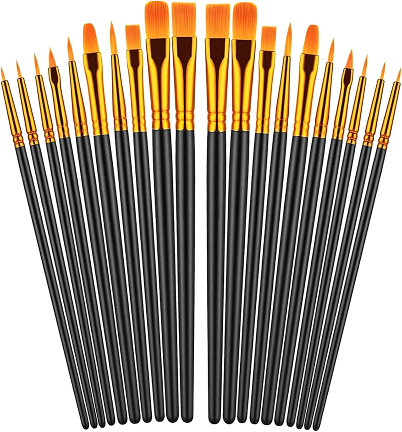NASHRIO Paint Brushes Set, 20 Pcs Paint Brushes for Acrylic Painting, Water Color Paintbrushes for Kids, round Pointed Tip Paintbrushes Nylon Hair Artist Acrylic Paint Brushes, Black