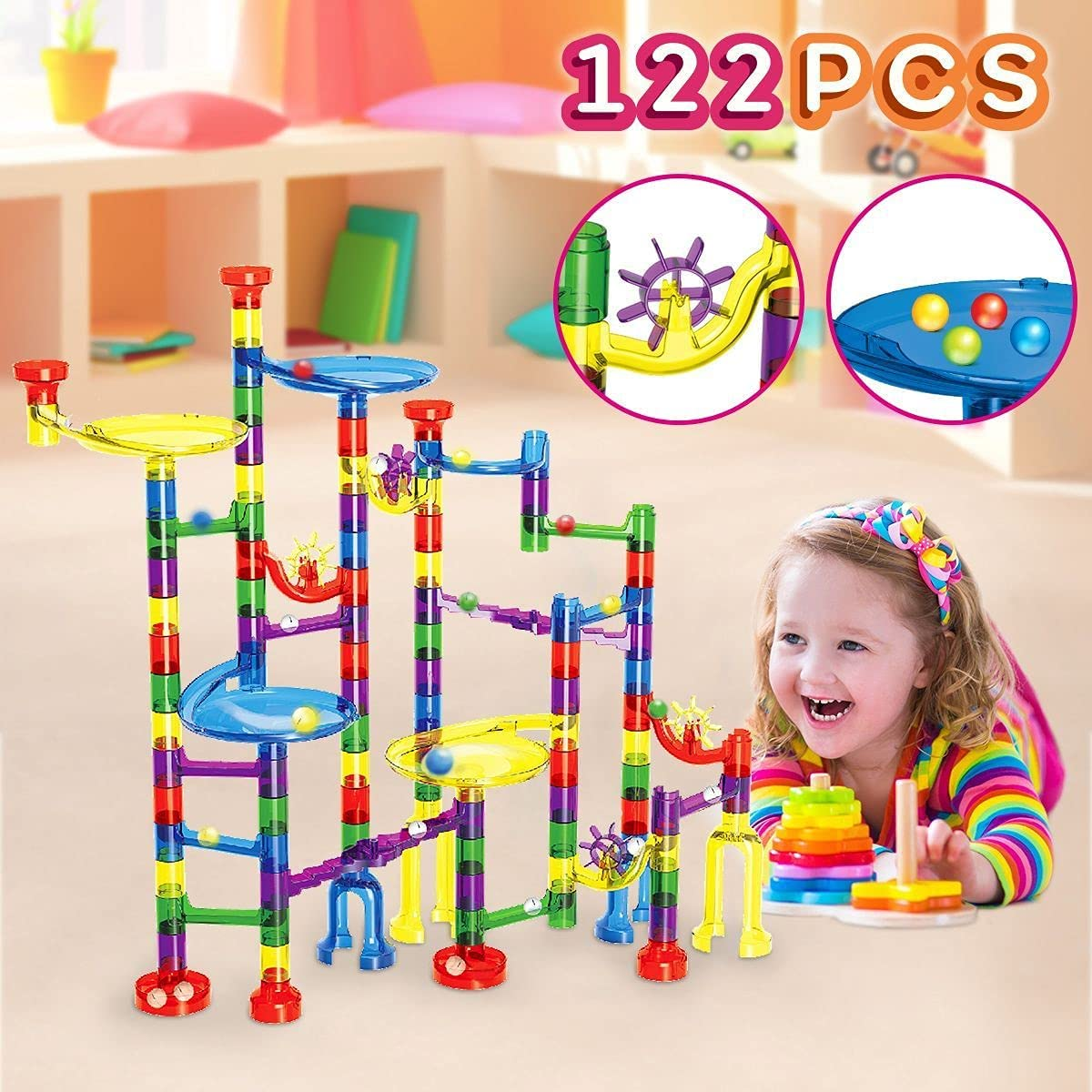 122PCS Marble Run Game - Marble Race Track Light Marbles Games Kids Gift image number 5