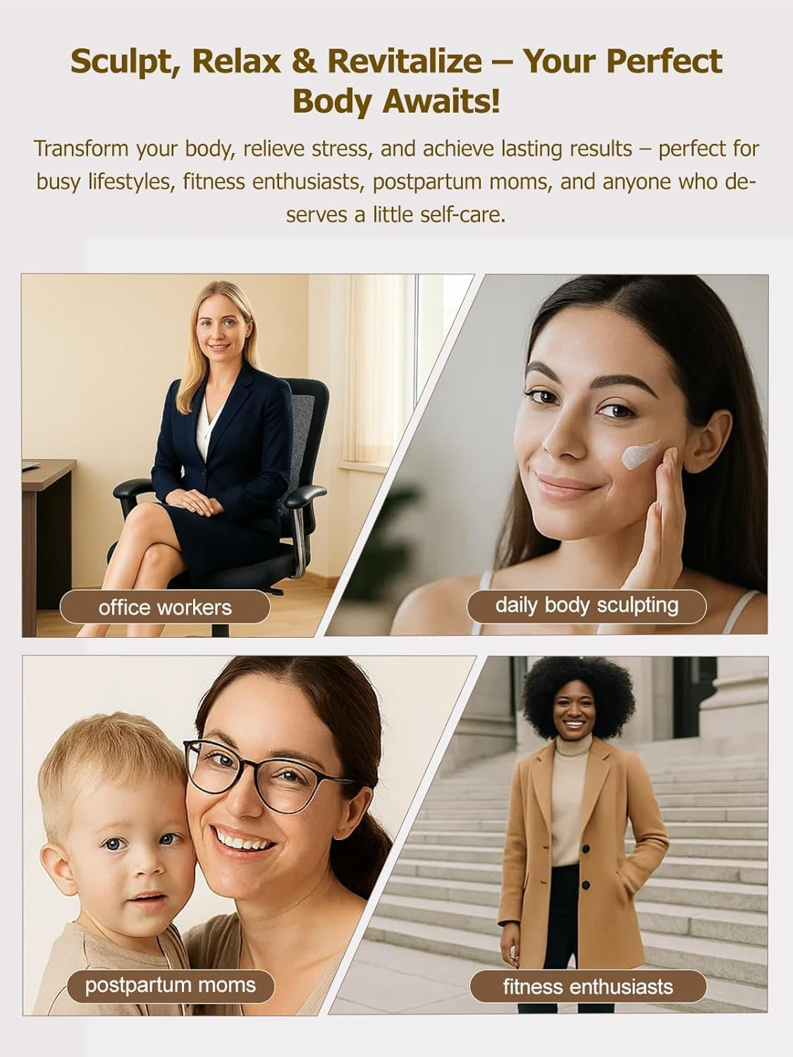 Lymphatic Drainage Massager, anti Cellulite Massage Tool, Helps Reduce Stretch Marks Cellulite, for Legs, Arms, Belly, Body Sculpting Machine with Microcurrent, Light, Heat Vibration, USB Charging (White)