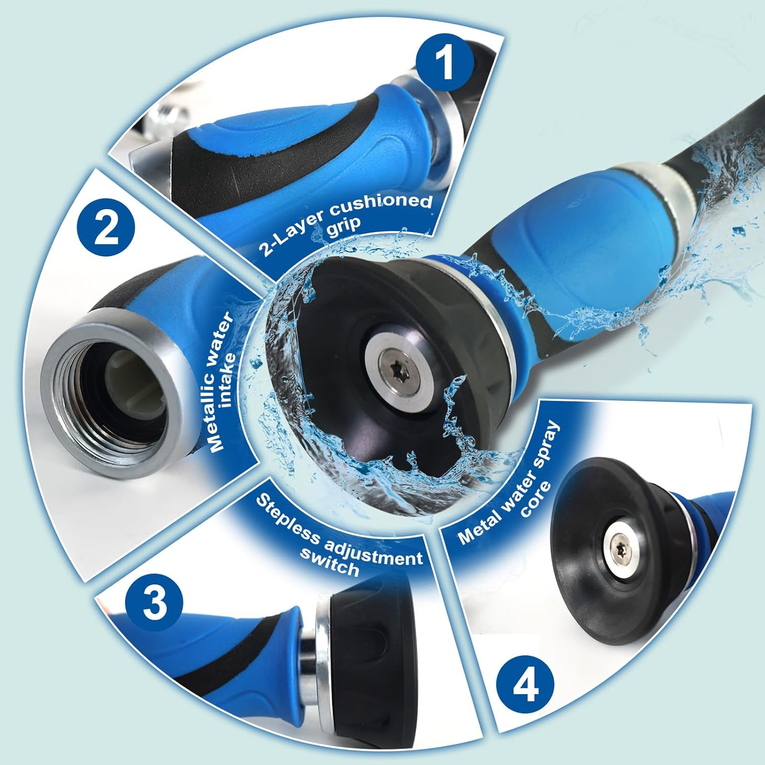 Metal Garden Hose 50 Ft with Hose Nozzle, Flexible Stainless Steel Garden Hose 50 Ft, Heavy Duty Water Hose for Garden (50FT) image number 3