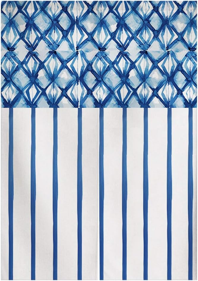 Japanese Indigo Noren Doorway Curtain Tapestry Shibori Tie Dye Pattern Door Curtain Rustic Boho Ethnic Room Divider Home Decoration, 29 X 35 Inches image number 1