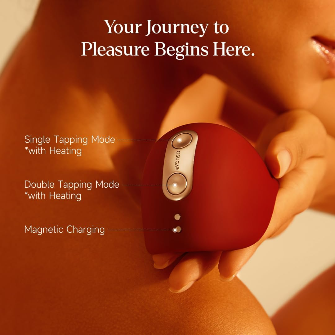 OSUGA Kiss Clitoral Tapping Vibrator Adult Sex Toys for Women, Clitoral Nipple Vibrators with 6 Intensities & 10 Patterns, Flapping Vibrating Stimulator Adult Toy for Female Men Pleasure (Red) - White image number 3