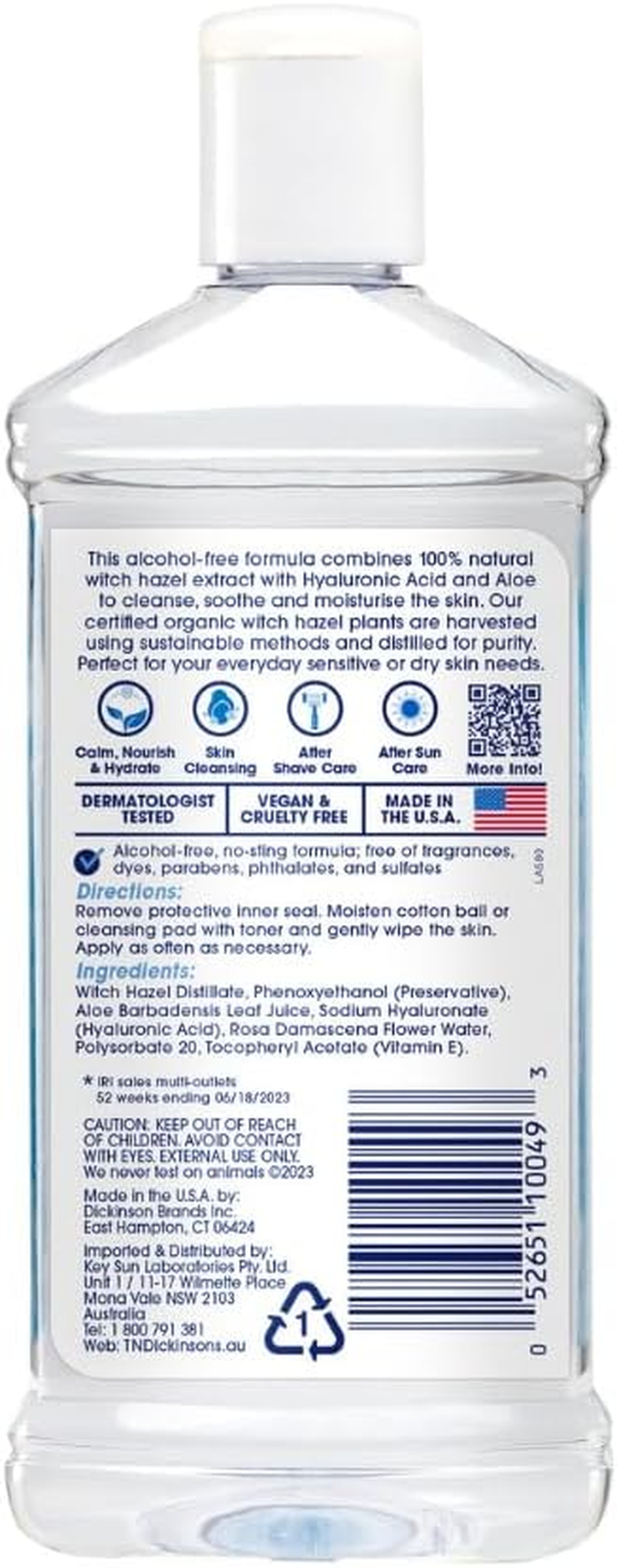 T.N. Dickinson&rsquo;S Witch Hazel Alcohol-Free Moisturising Toner &ndash; Hydrating & Soothing Daily Toner (240 Ml) image number 2