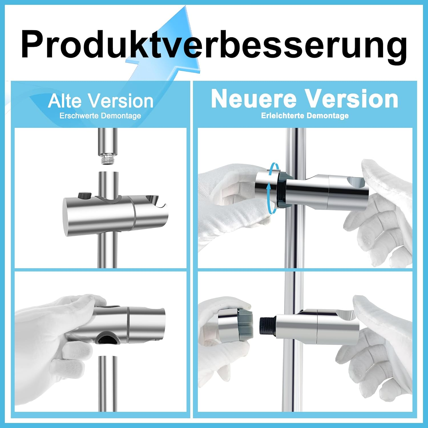 G&ouml;rbach Shower Set Shower Rail with Shower Head Holder Stainless Steel Shower Rail 70 Cm Shower Wall Rail with Variable Wall Fixings for Variable Adaptation to Existing Drill Holes Chrome image number 6