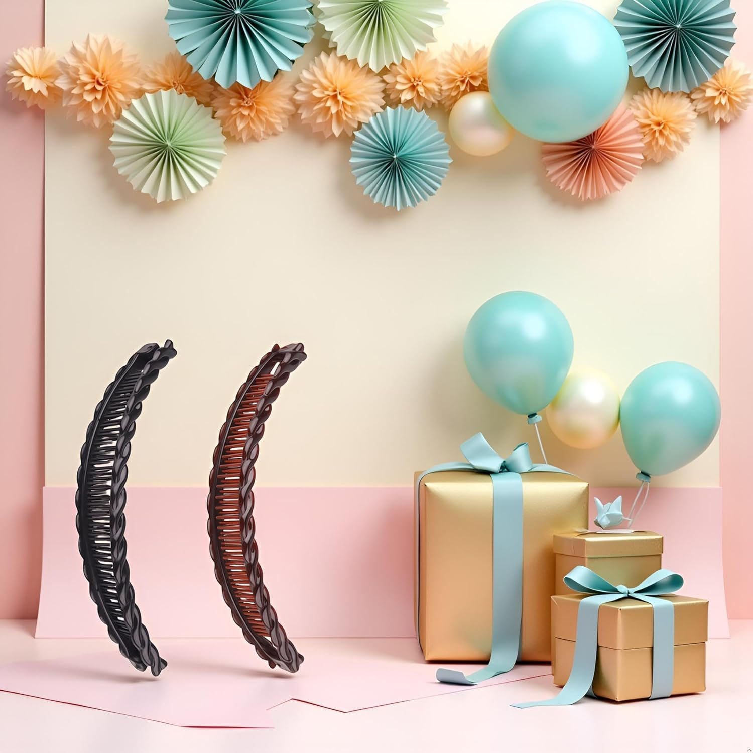 2 Pack One Black and One Brown Tort Banana Clips Fish Clips Vintage Clincher Combs Tool for Thick Curly Hair Accessories Banana Hair Comb Fish Grip Slide Hair Clips Claws Set，Clips and Barrettes image number 2