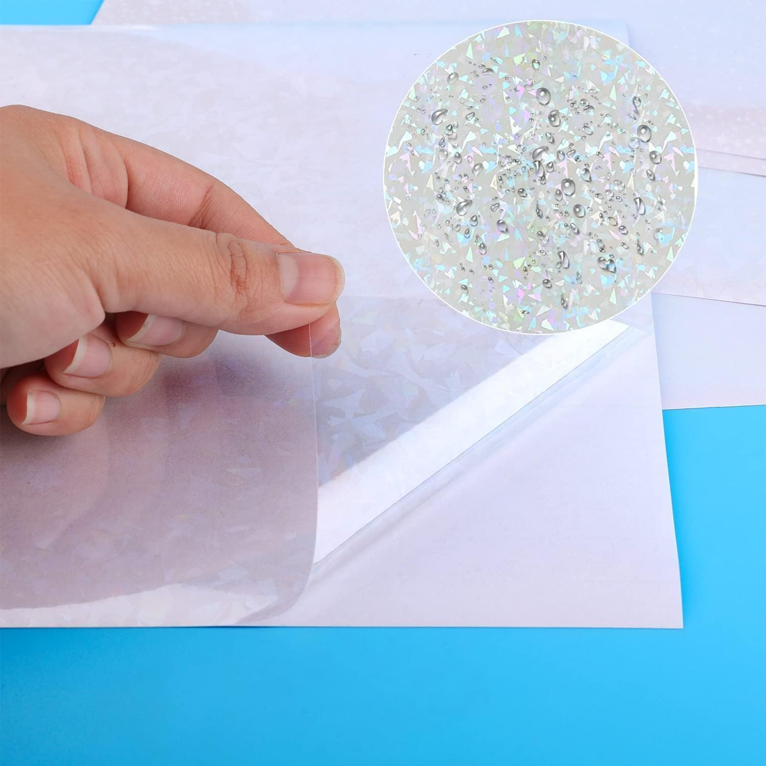 Yessmi Holographic Sticker Paper,16Pcs Vinyl Sticker Paper Rainbow Waterproof Sticker Paper,Rainbow Printable Paper,Rainbow Transparent,Rainbow YES639 YES639 image number 4