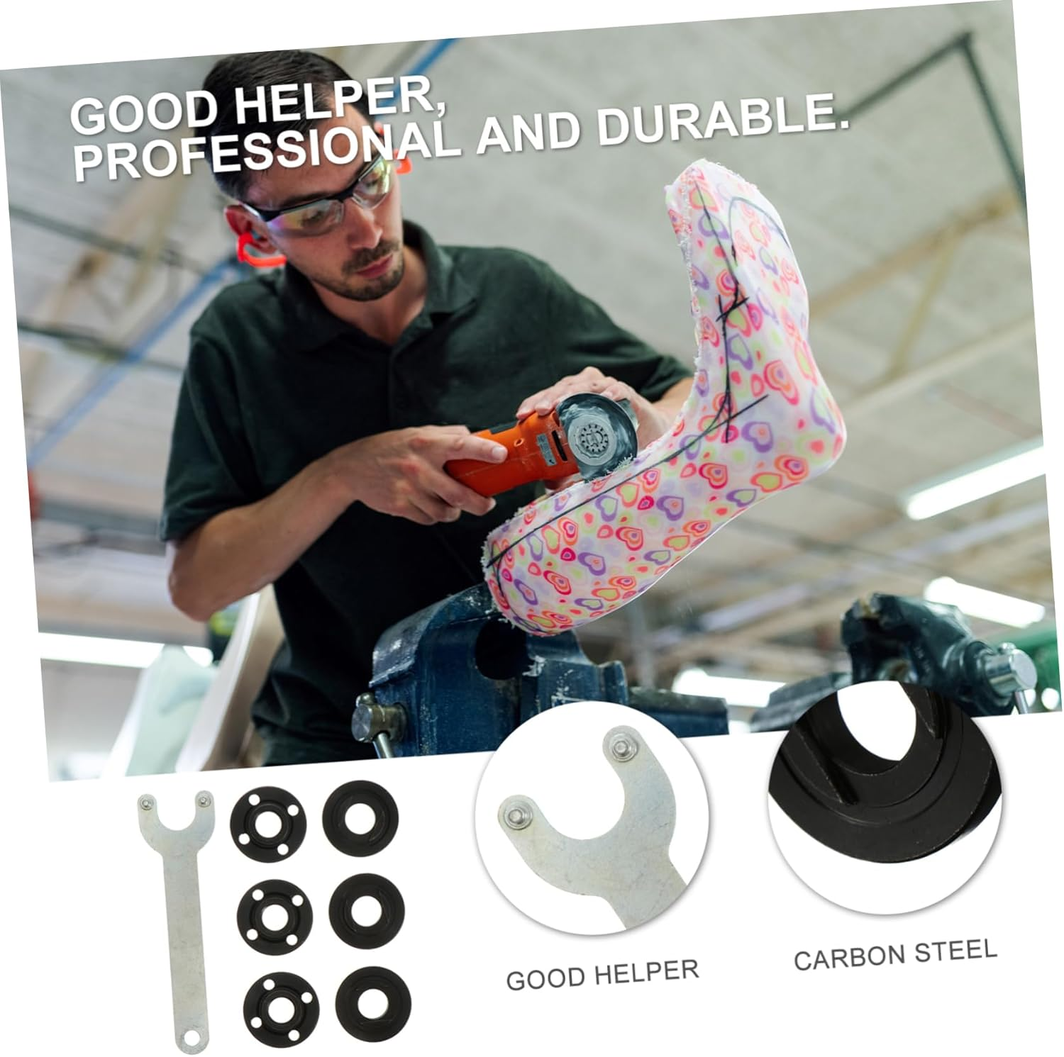 Angle Wrench Spanner with Gaskets Flange Nut Kit for Grinding Machines 7Pcs Set Including Pin Wrench and Upper Lower Press Plates Suitable for Power Tool Maintenance image number 3