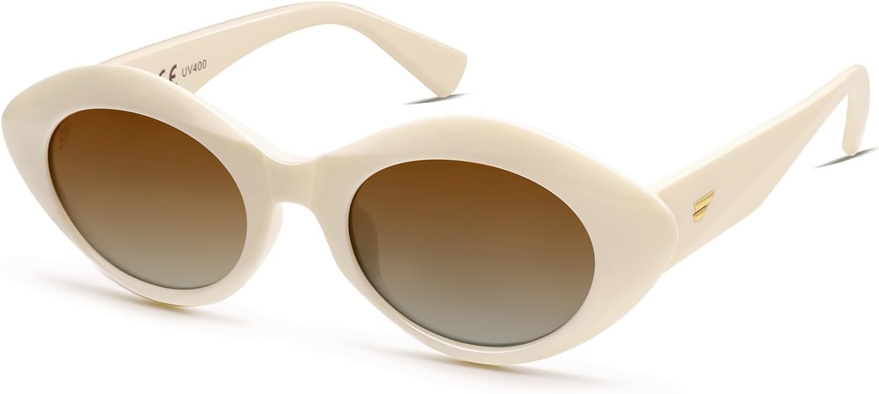 VANLINKER Polarized Trendy Thick Oval round Sunglasses for Women Retro Shades VL9825 - Green Frame/Gradient Tea Lens image number 4