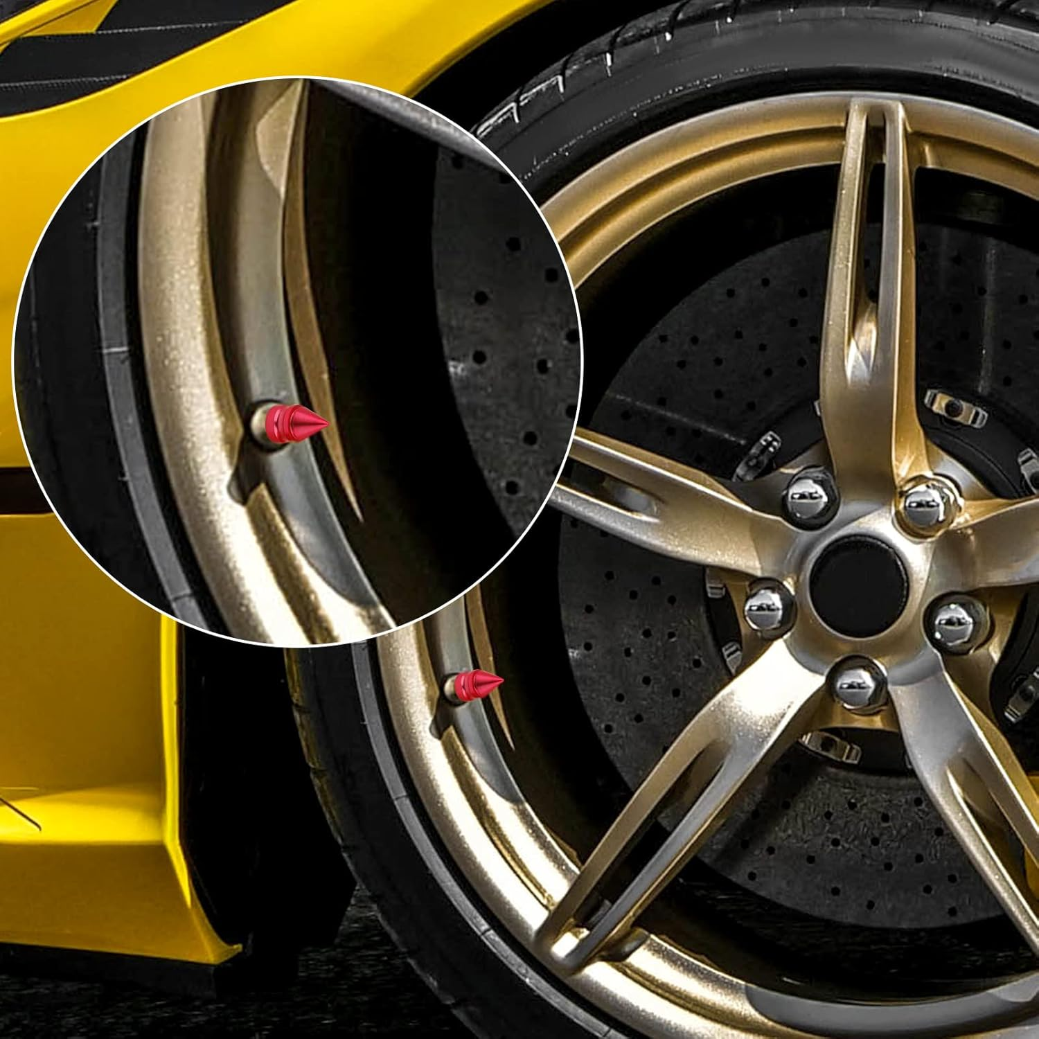 TOYMIS 4Pcs Tire Valve Caps, Aluminum Alloy Valve Stem Caps Heavy Duty Valve Stem Caps Valve Stem Covers Air-Proof Tire Caps for Cars SUV Trucks Motorcycles Bicycles (Red) image number 2