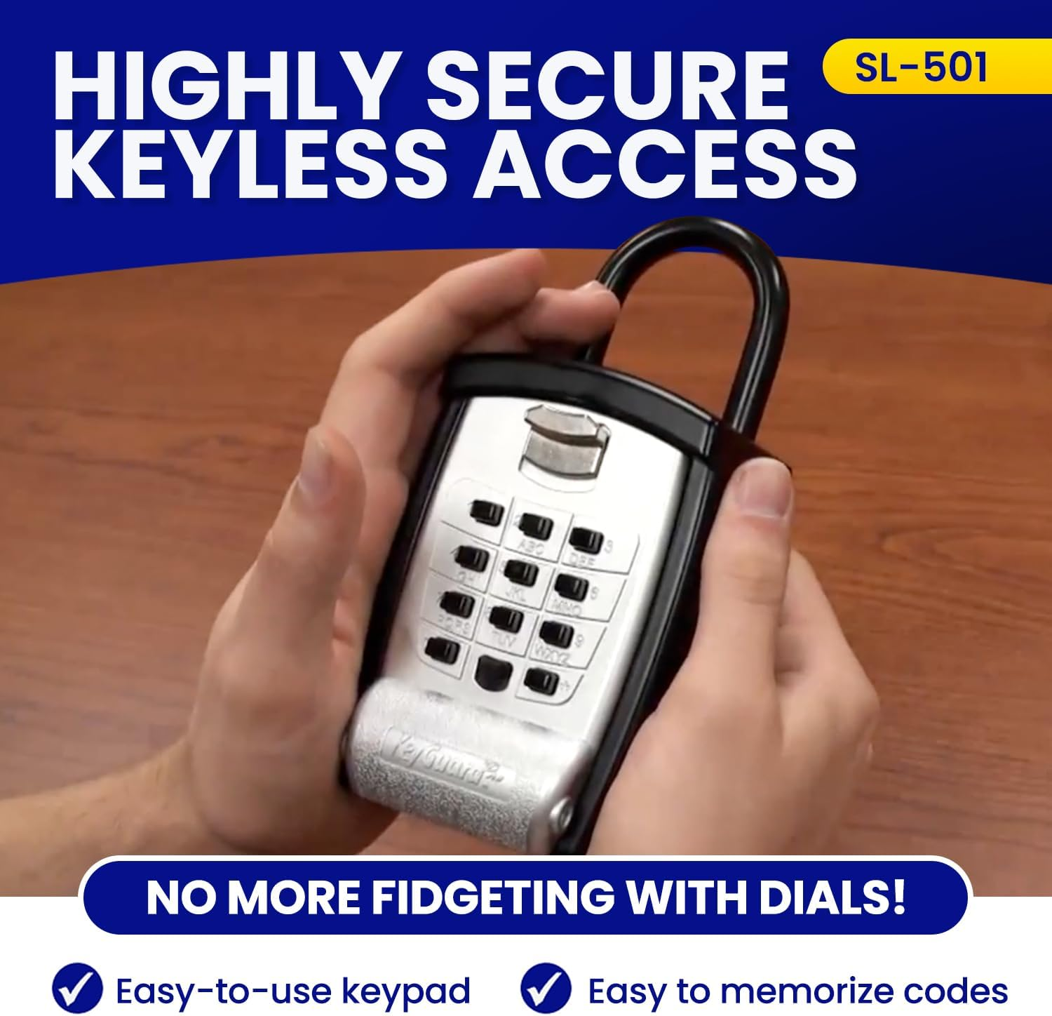 Keyguard SL-501 Punch Button Large Capacity Key Storage Shackle Lock Box, Black Finish image number 4