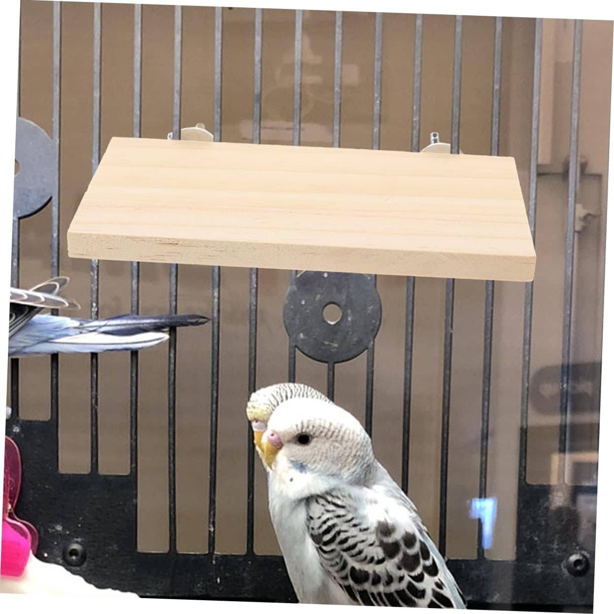 ERINGOGO Bird Perch Platform Flat Wooden Parrot Playground Durable Cockatiel Accessory for Bird Cage Natural Wood Design for Exercise Balance Improvement - Khaki image number 5