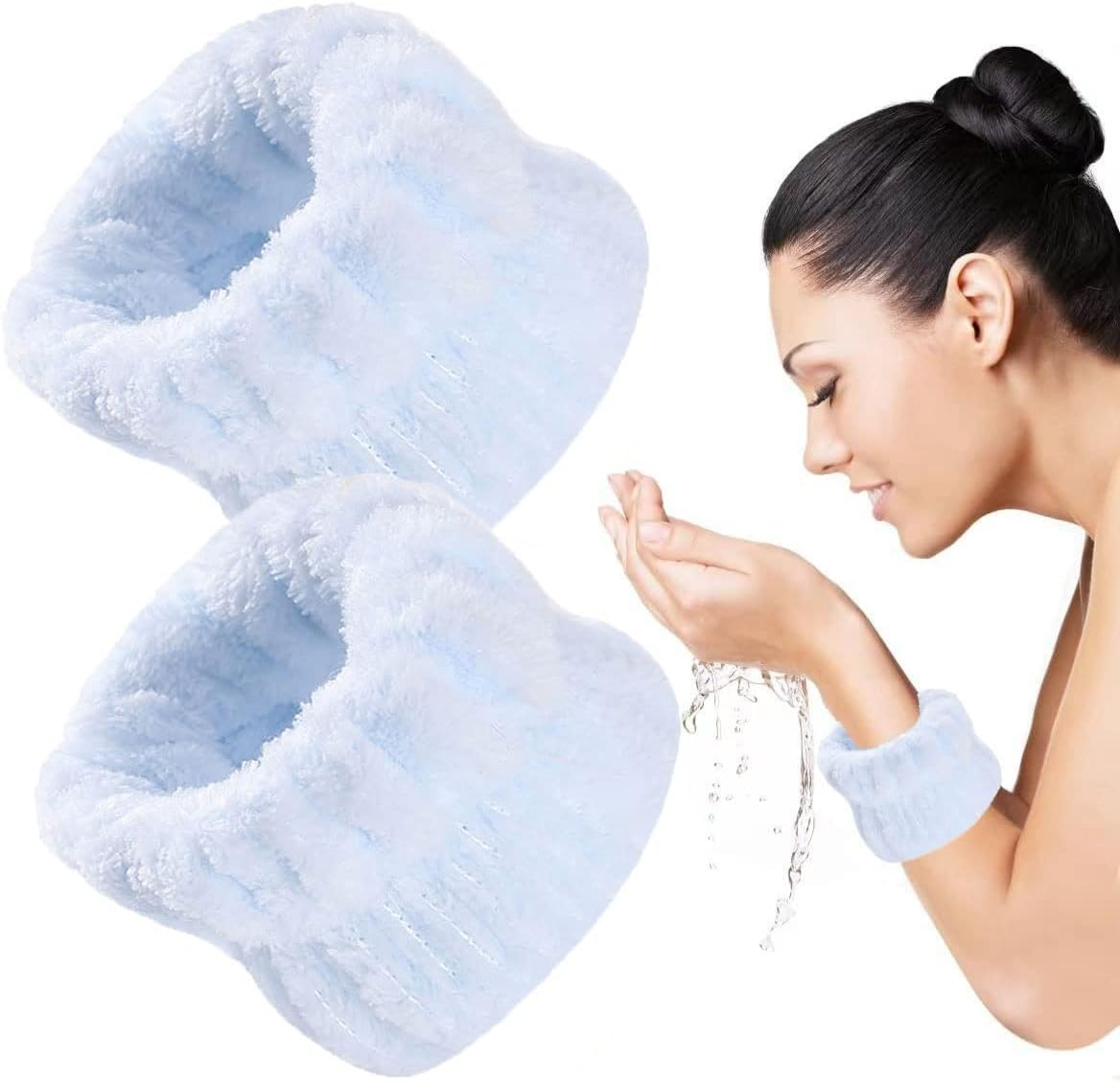 PEARLISH Wristbands Wrist Towels for Washing Face and Skincare Spa, Microfiber Flannel Wrist Washband, Face Washing Wristbands for Women Girls, Prevent Water Flow down Your Arms and Floor image number 2