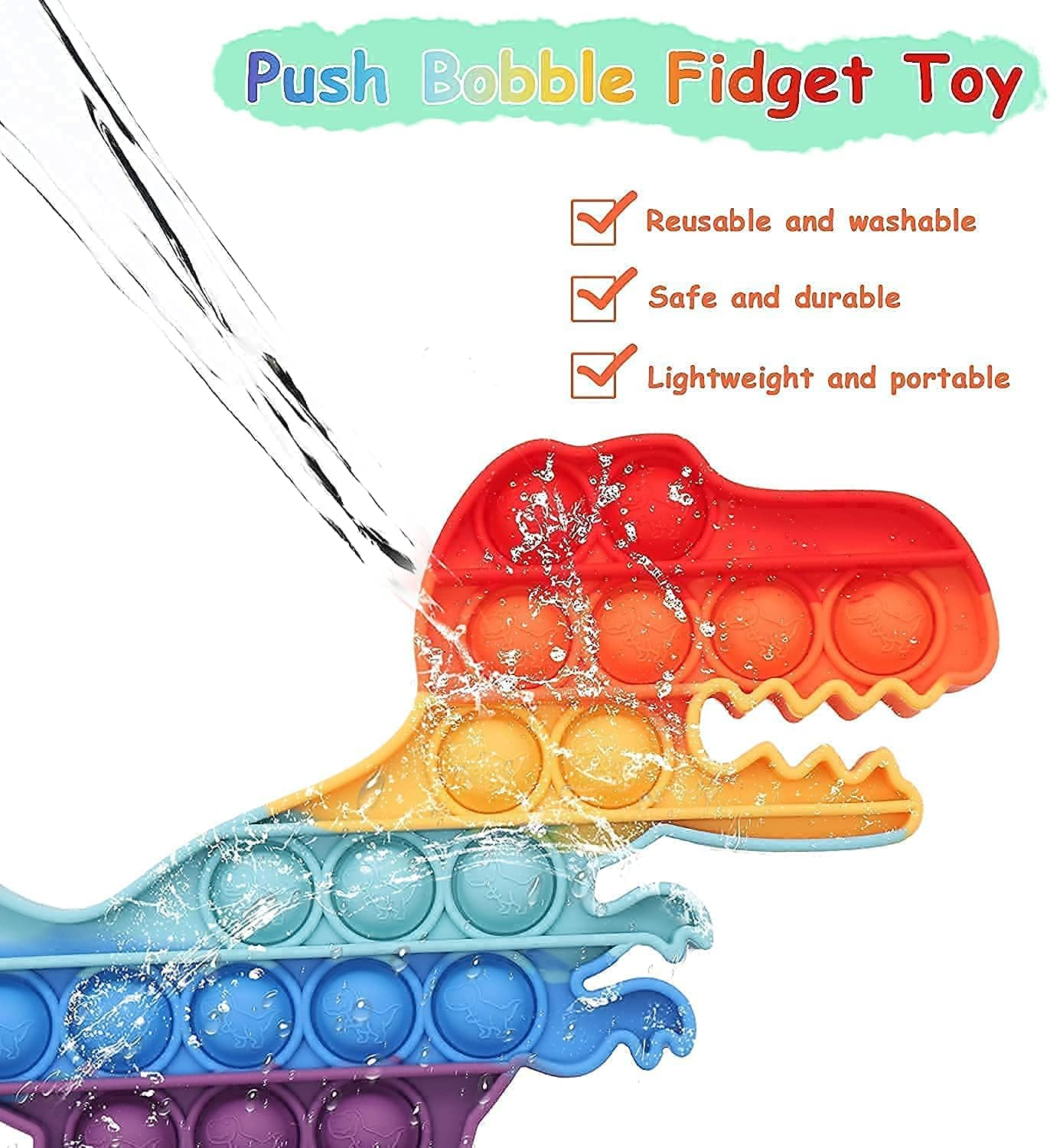 Push Pop Pop Bubble Sensory Fidget Toy, Squeeze Sensory Toy,Silicone Stress Reliever Toy,Autism Special Needs Stress Reliever,For Family,Kids,Students,And Friends (Dinosaur New) image number 3