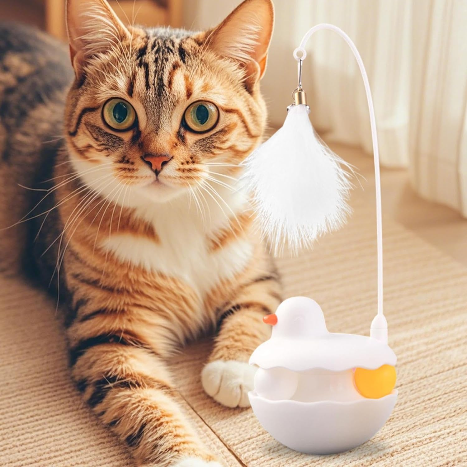 Cat Toys | Fun Interactive Cat Toys for Indoor | Stick Game in Duck Shape for Kitten Easter Birthday Outdoor Play Activities image number 1