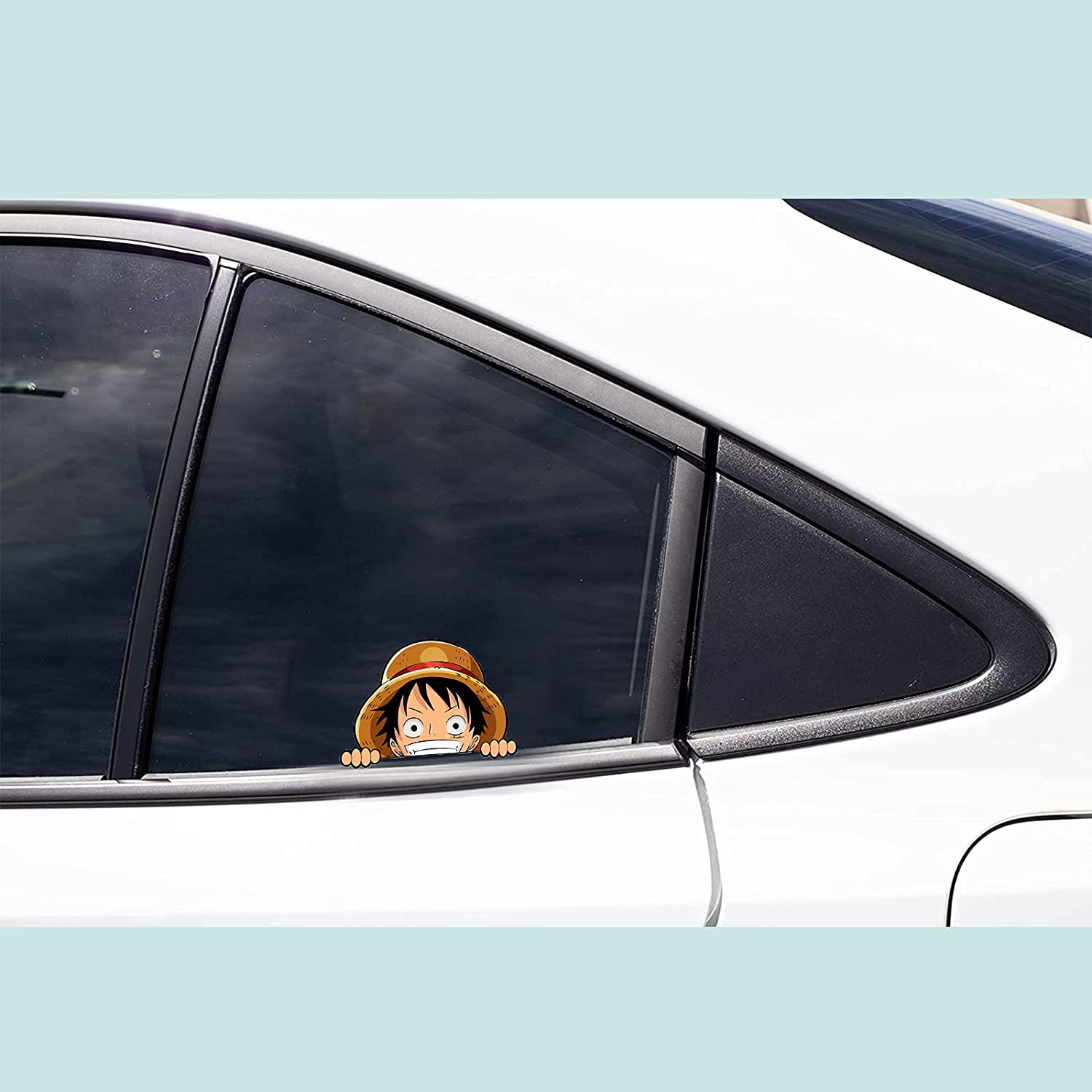 2 Pack One_Piece_Monkey-D-Luffy Peeker- Peeking Car Decals DIY Anime Motorcycle Laptop Decals Skateboard Bike Bumper Window Stickers image number 1