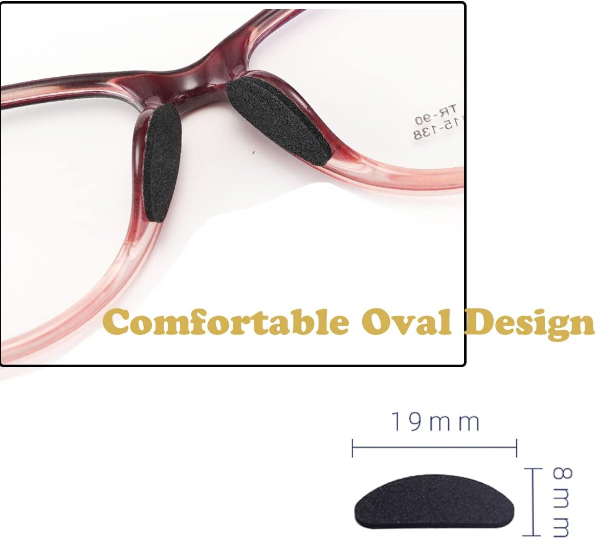 Eyeglass Nose Pads, Soft Non-Slip Foam Nose Pads Self Adhesive for Sunglasses,Plastic Frames Glasses,Glasses,D-Shape,20 Pairs(Black) - Skin Color image number 4