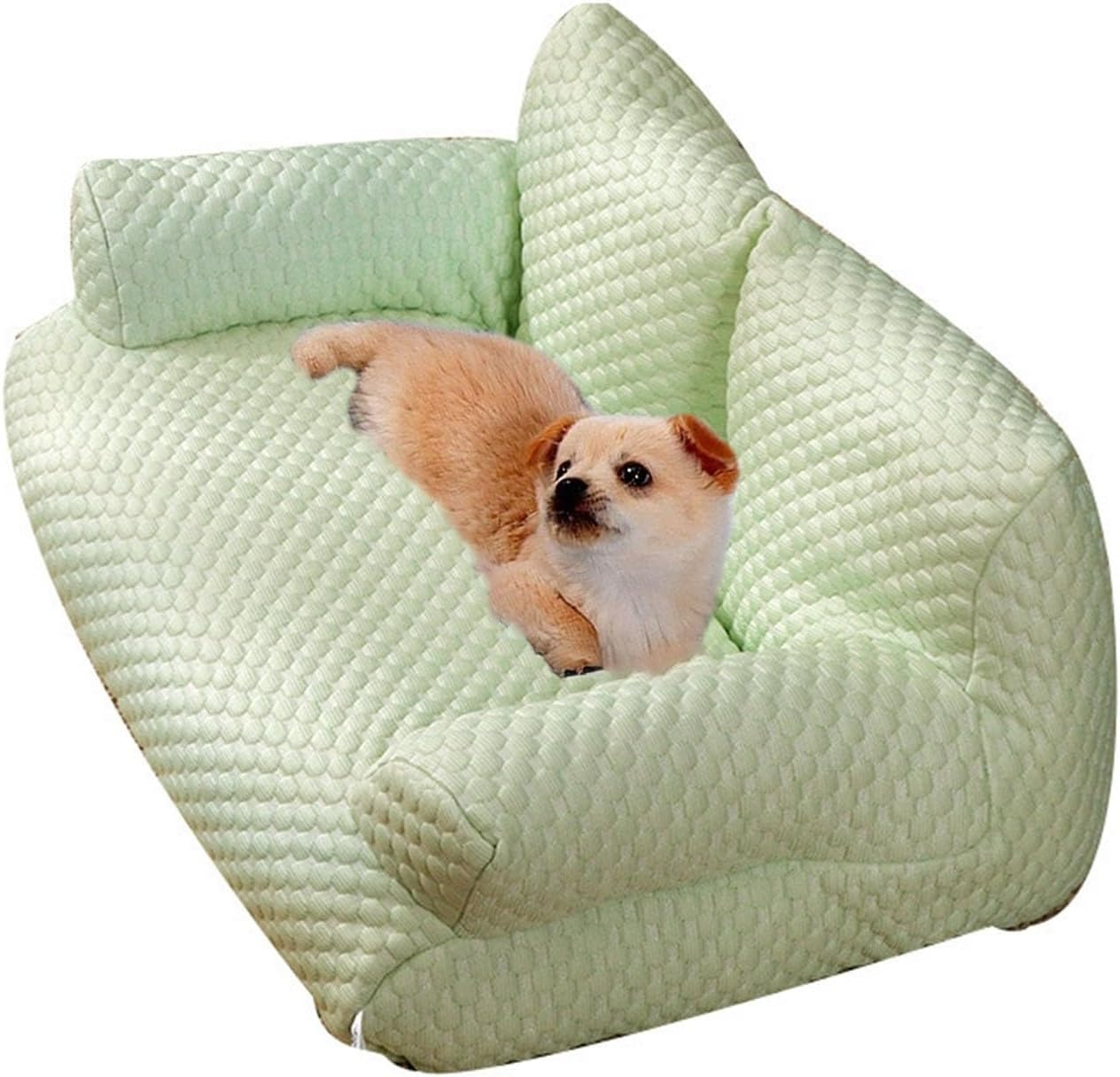 Fuzzy Dog Bed, Ice Silk Cooling Pet Bed Cooling Dog Bed Funny Dog Couch Fuzzy Ice Silk Cooling Pet Bed Breathable Washable Cat Dog Sofa Bed Anti-Slip Cooling Pad(Pink,Medium)