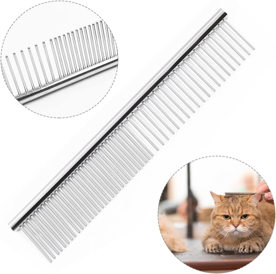 Maxin 1Pcs Pet Undercoat Rake& 1Pcs Dog Cat Comb- Matt Splitters for Dogs, Cats, Rabbits, Long Haired Pets and Knots and Dematting Comb for Pet Grooming (Small 6+11 Teeth Design &16Cm Density Comb) image number 1