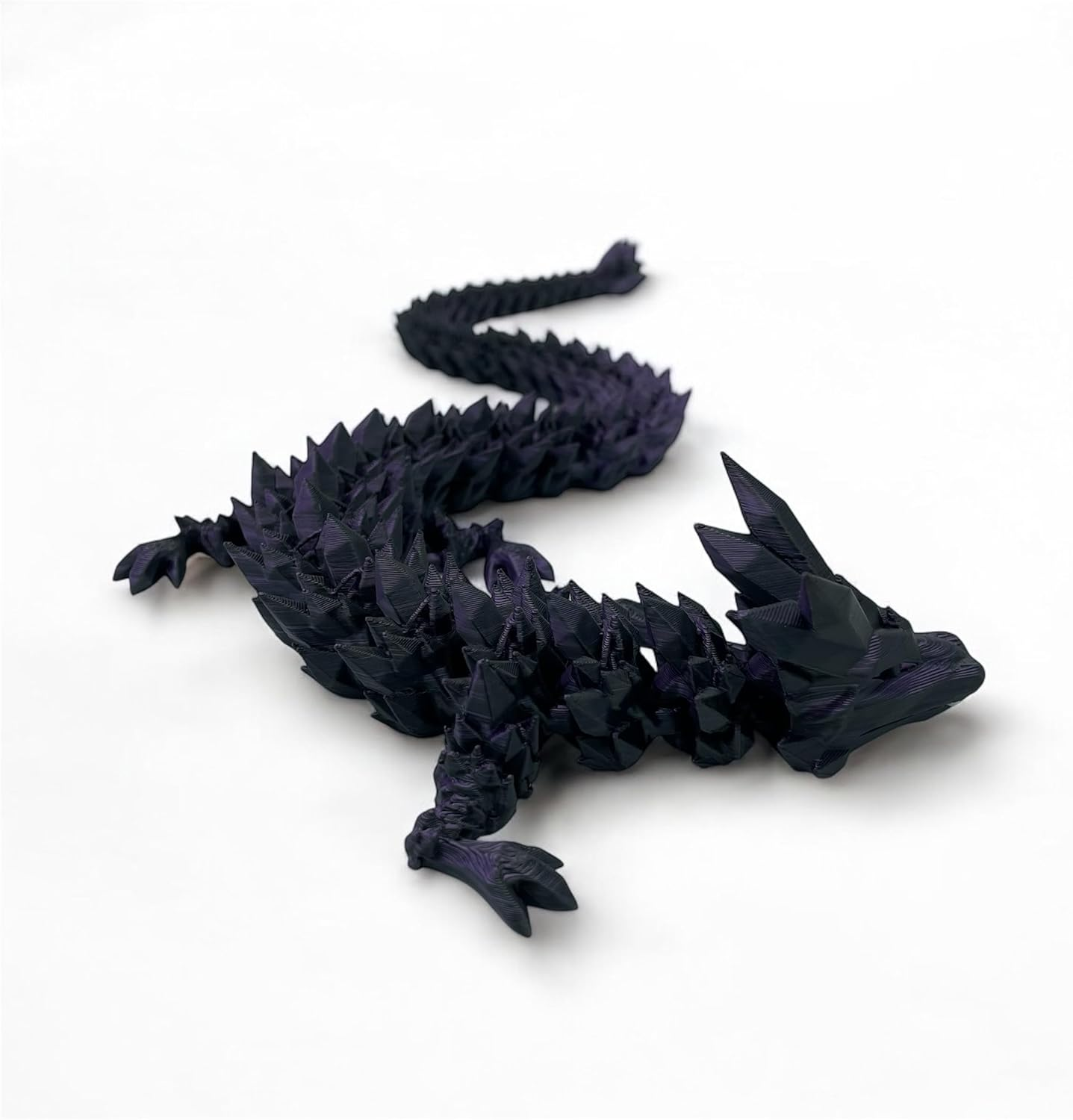 3D Printed Egg with Dragon Inside, Large Crystal Dragon in Scaled Egg with Lucky Coins, Full Articulated Figurine for Adults with ADHD, Autism, Stress and Anxiety Relief (Purple and Black) image number 3