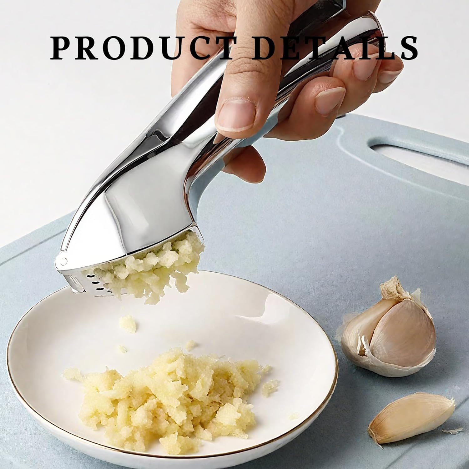 Premium Stainless Steel Garlic Press No Peel Required Detachable Handle Garlic Mincer Crusher, Rust-Proof Dishwasher Safe for Fine Mincing image number 1