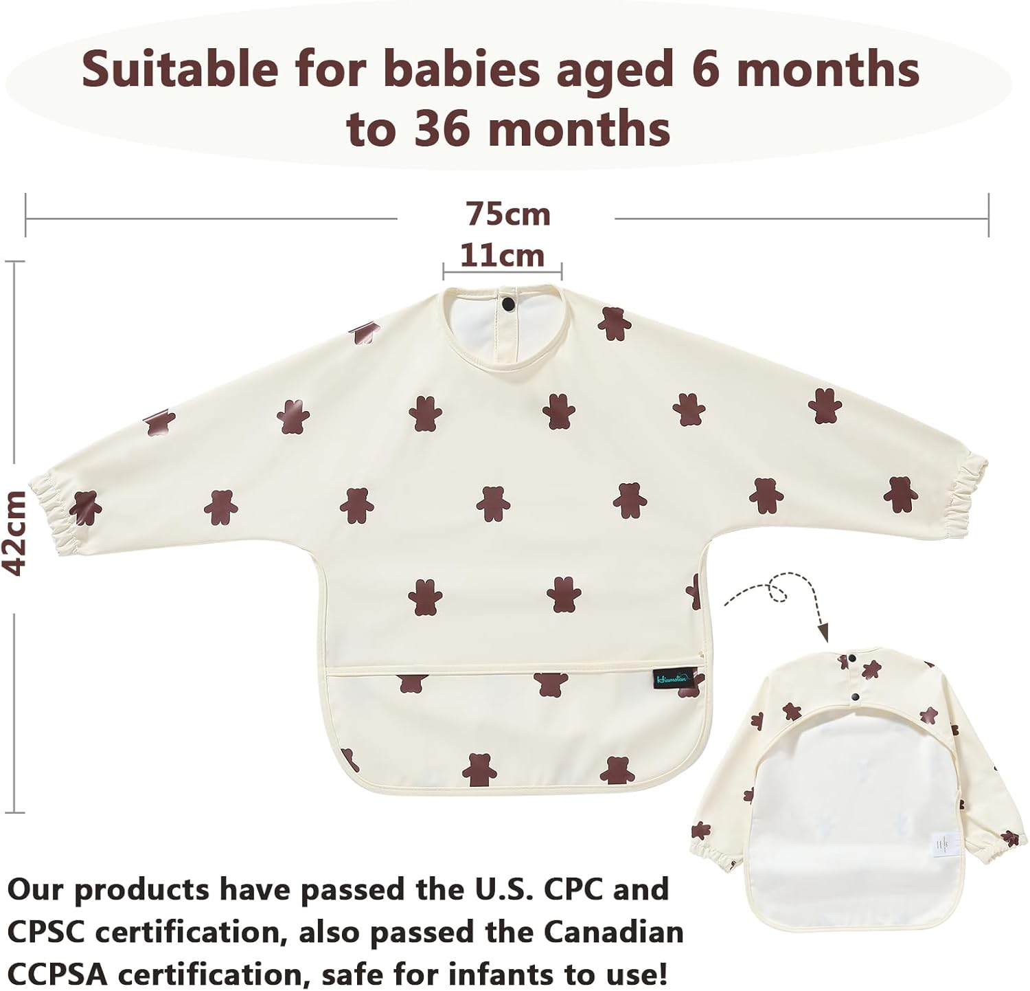 Feeding Bib with Long Sleeves & BLW 2PCS, Soft and Skin-Friendly Material, Coverall Bibs for Baby Feeding, Waterproof and Easy to Clean & Machine Washable, for Infant Toddlers (Yellow) - Yellow image number 6