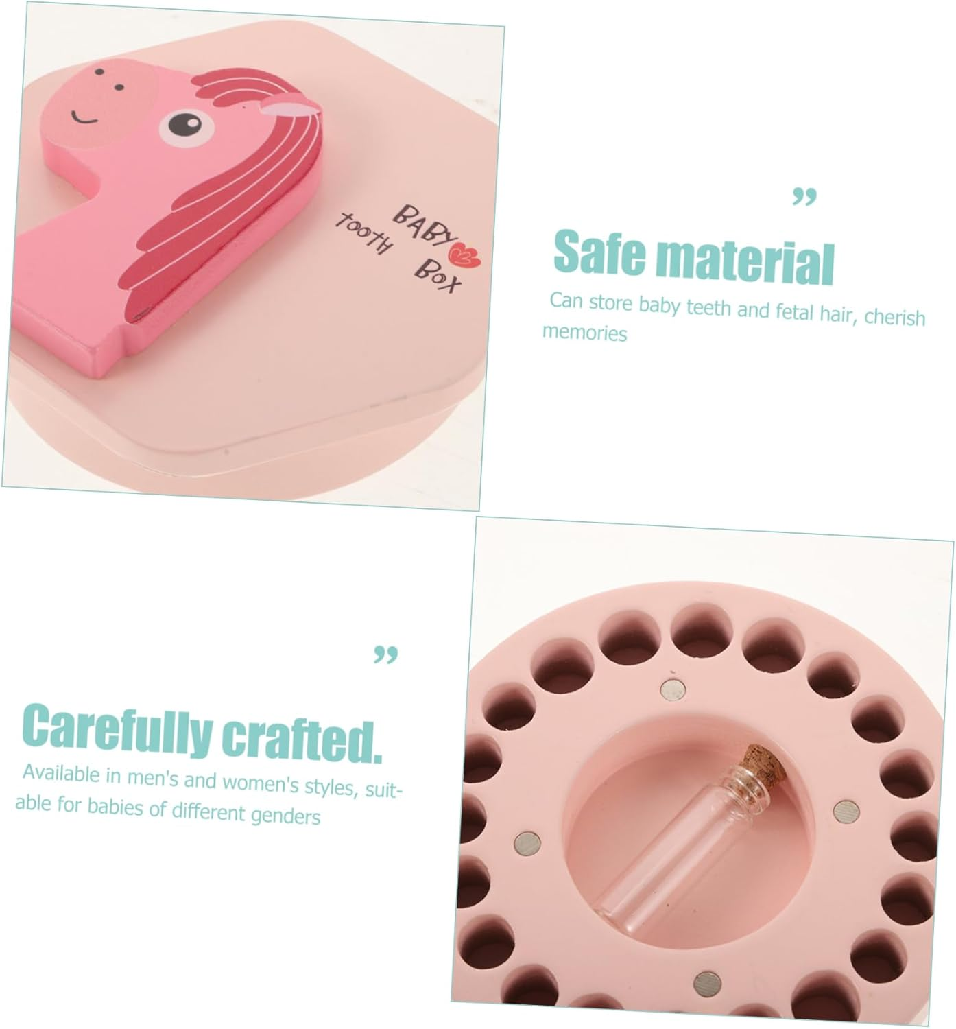 Yardwe Adorable Wooden Tooth Keepsake Box for Tooth Storage Organizer Multifunctional Hair Shower image number 3