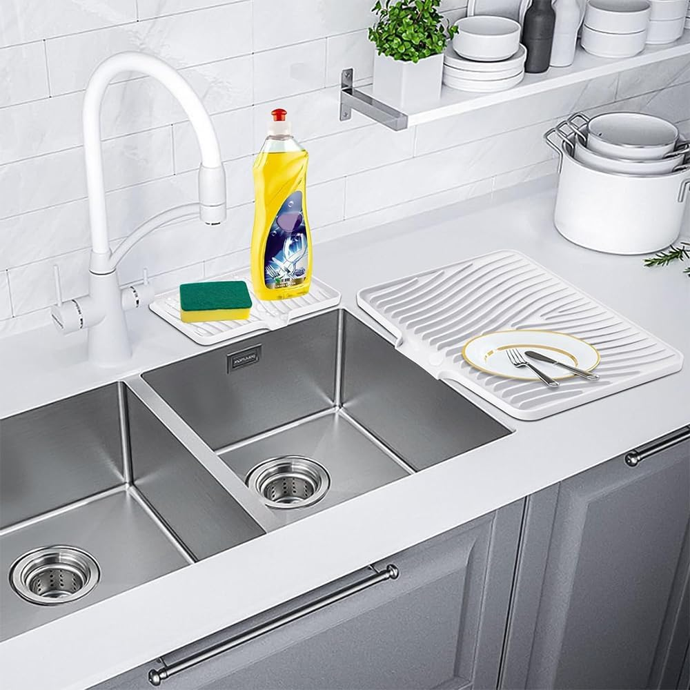 Silicone Kitchen Counter Mat Set &ndash; Non-Slip Dish Drying Mat, Faucet Splash Guard, Sink Protector & Heat-Resistant Bar Spill Mat for Home, Coffee Bar, or Bathroom image number 6