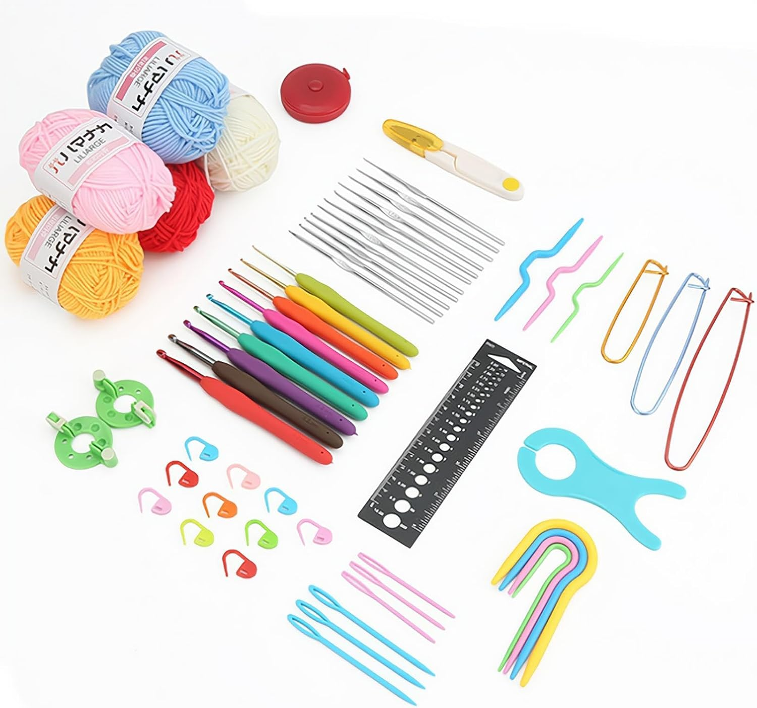 REGODI Crochet Kit, Pink Knitting Kit for Beginners with Crochet Yarn, Hooks, Accessories & Portable Storage Bag - Great for Adults, Elderly and Kids image number 4