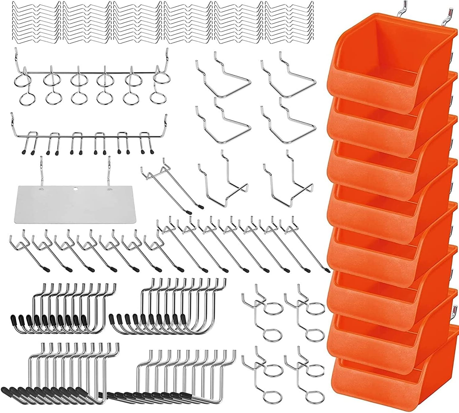HORUSDY 150-Piece Pegboard Hooks Set, Pegboard Accessories Peg Board Assortment with Pegboard Bins for Organizing Various Tools image number 5