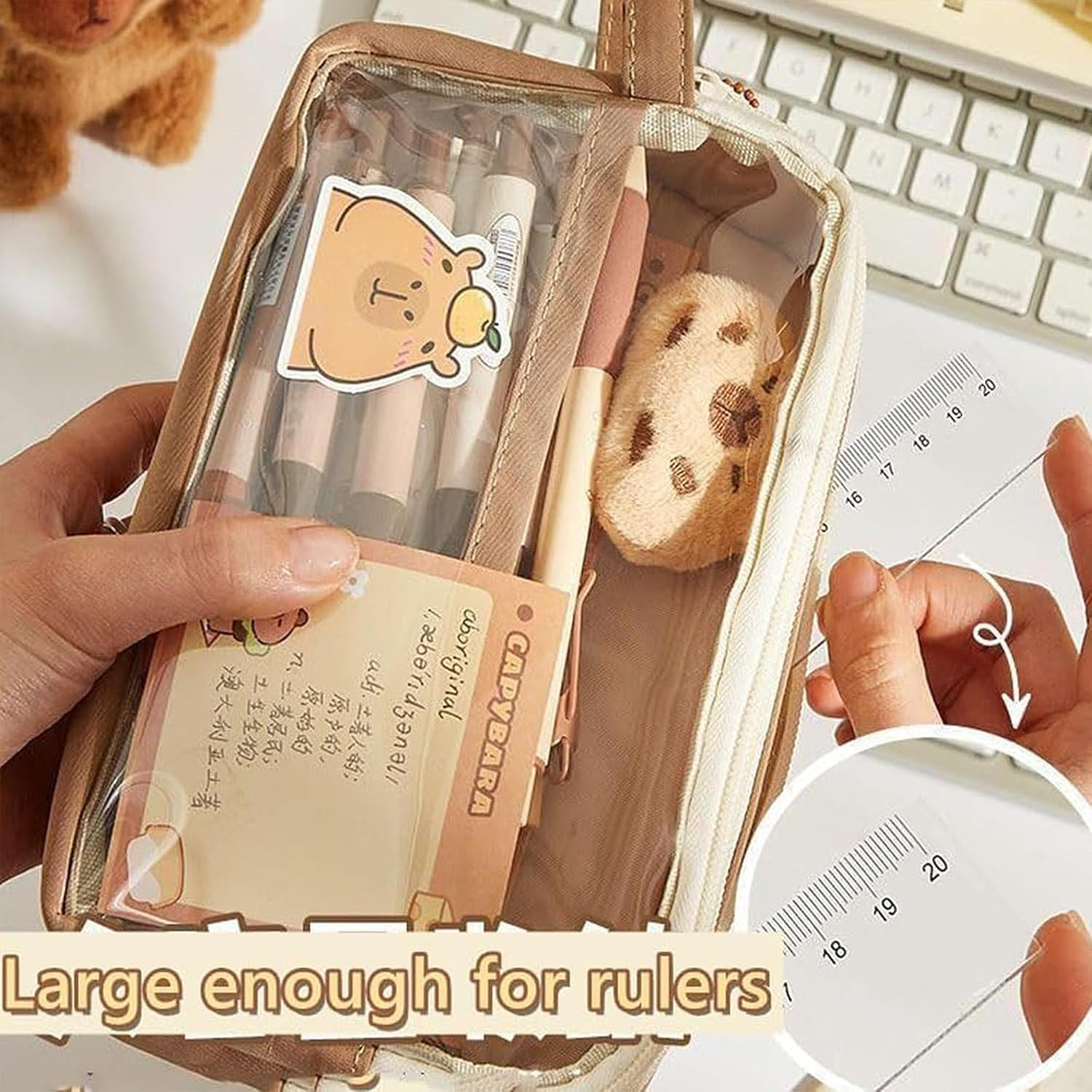 TSWCBYYLB Cute Large Capybara Pencil Case Pouch Stationery Gifts Set for School Supplies image number 2